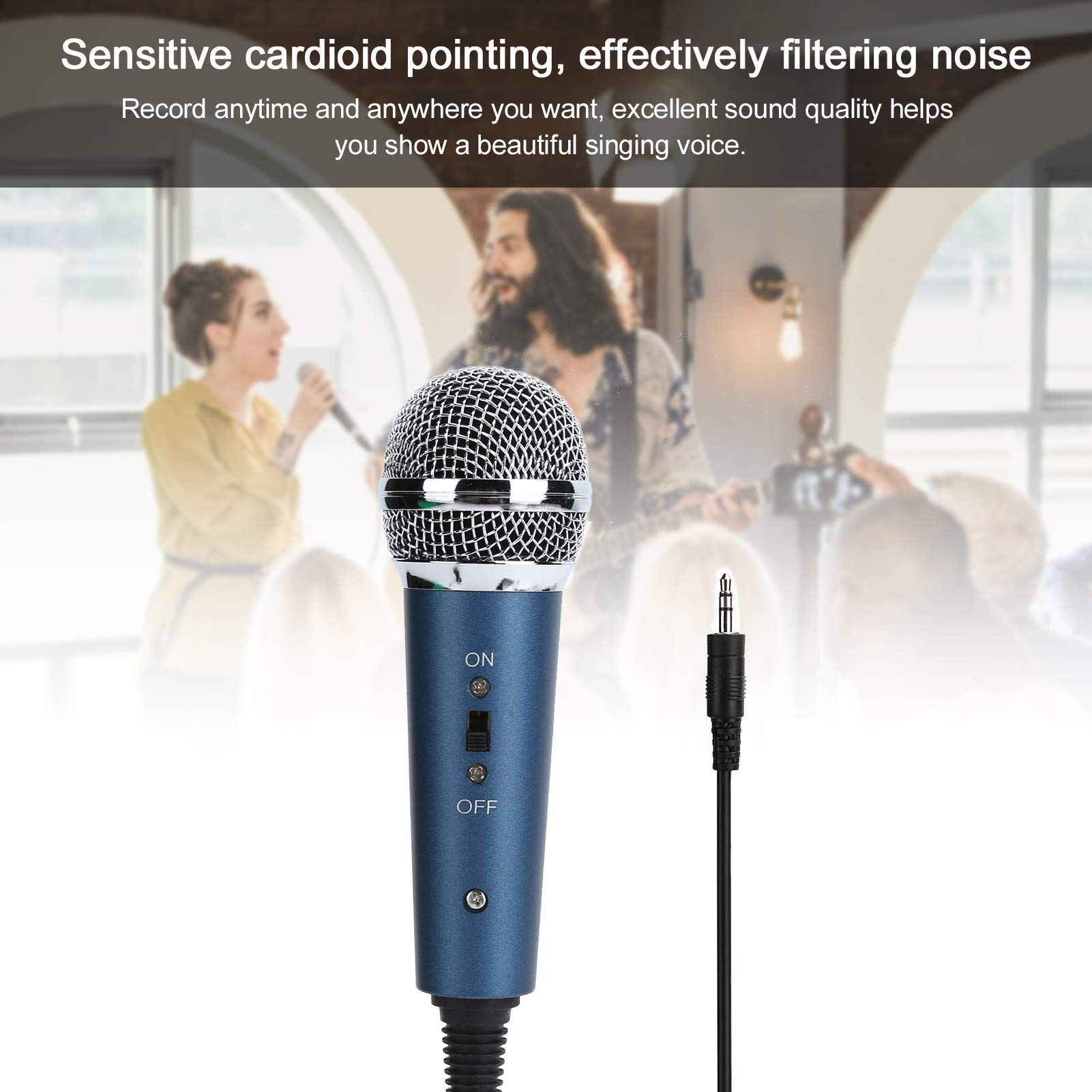 Microfono a condensatore cablato, Adattatore Audio da 3,5 mm a Forma di U per Computer, Karaoke, Desktop, Laptop