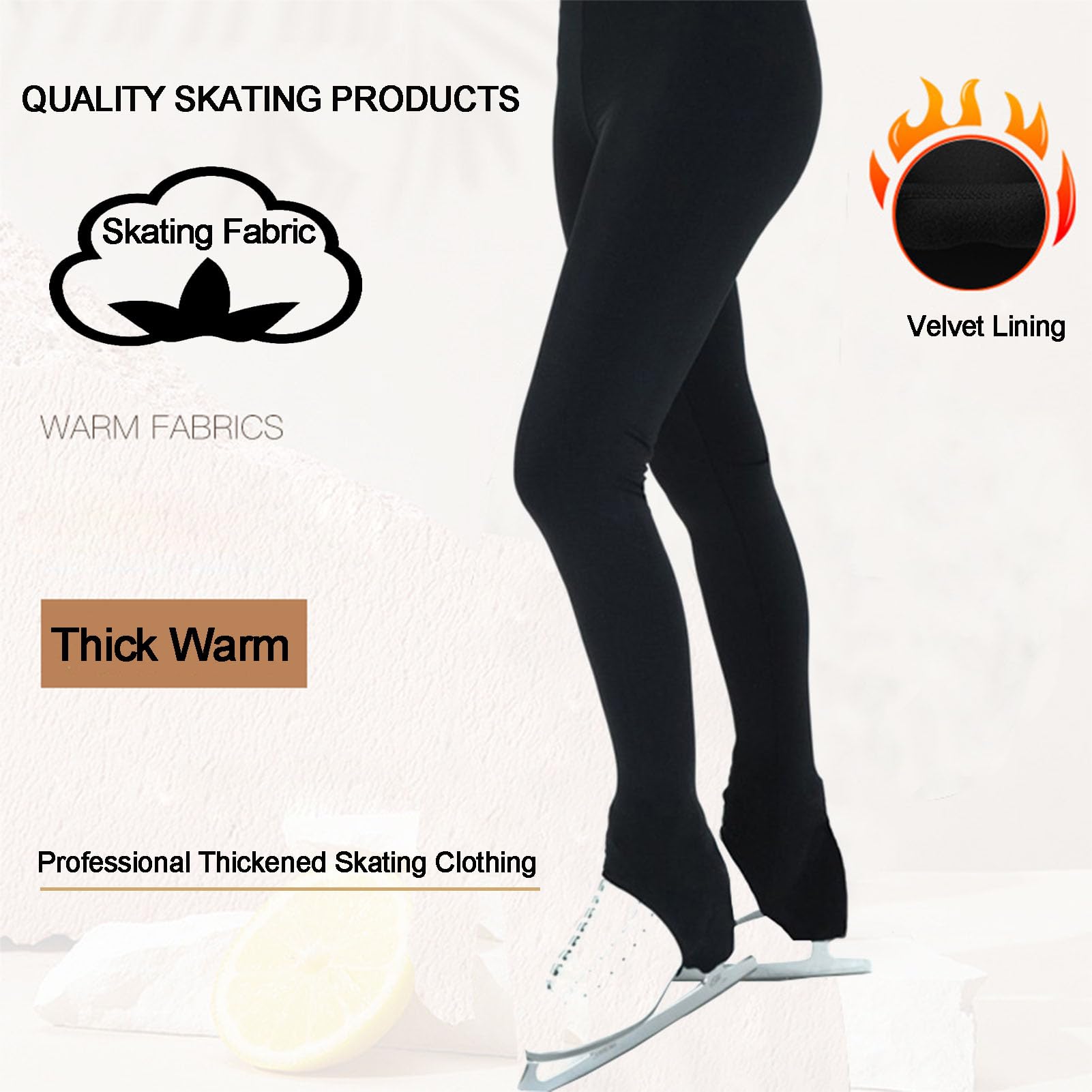CuLtp Pantalon Patinage Artistique Fille Femme - Leggings Chauds Avec Doublure