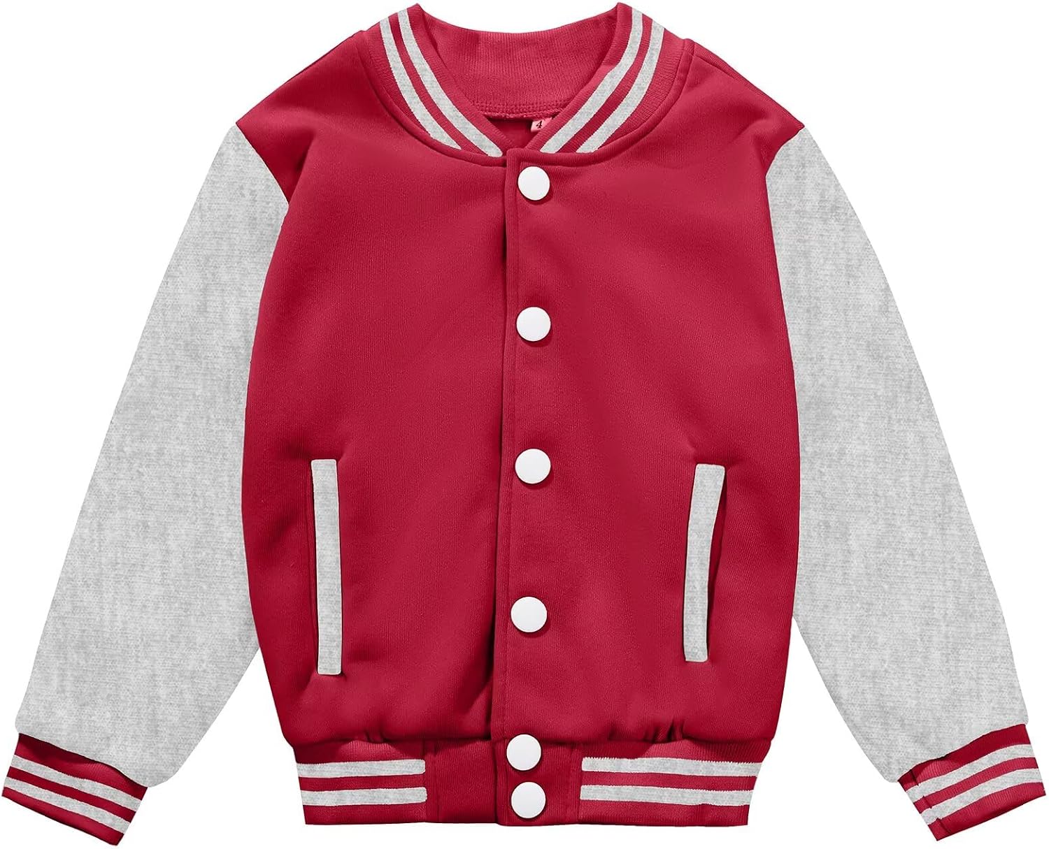 Kids Varsity Baseball Jacket Girls Boys Lightweight Cardigan Sweats Varsity Sport Team Uniforms School Coat with Pocket