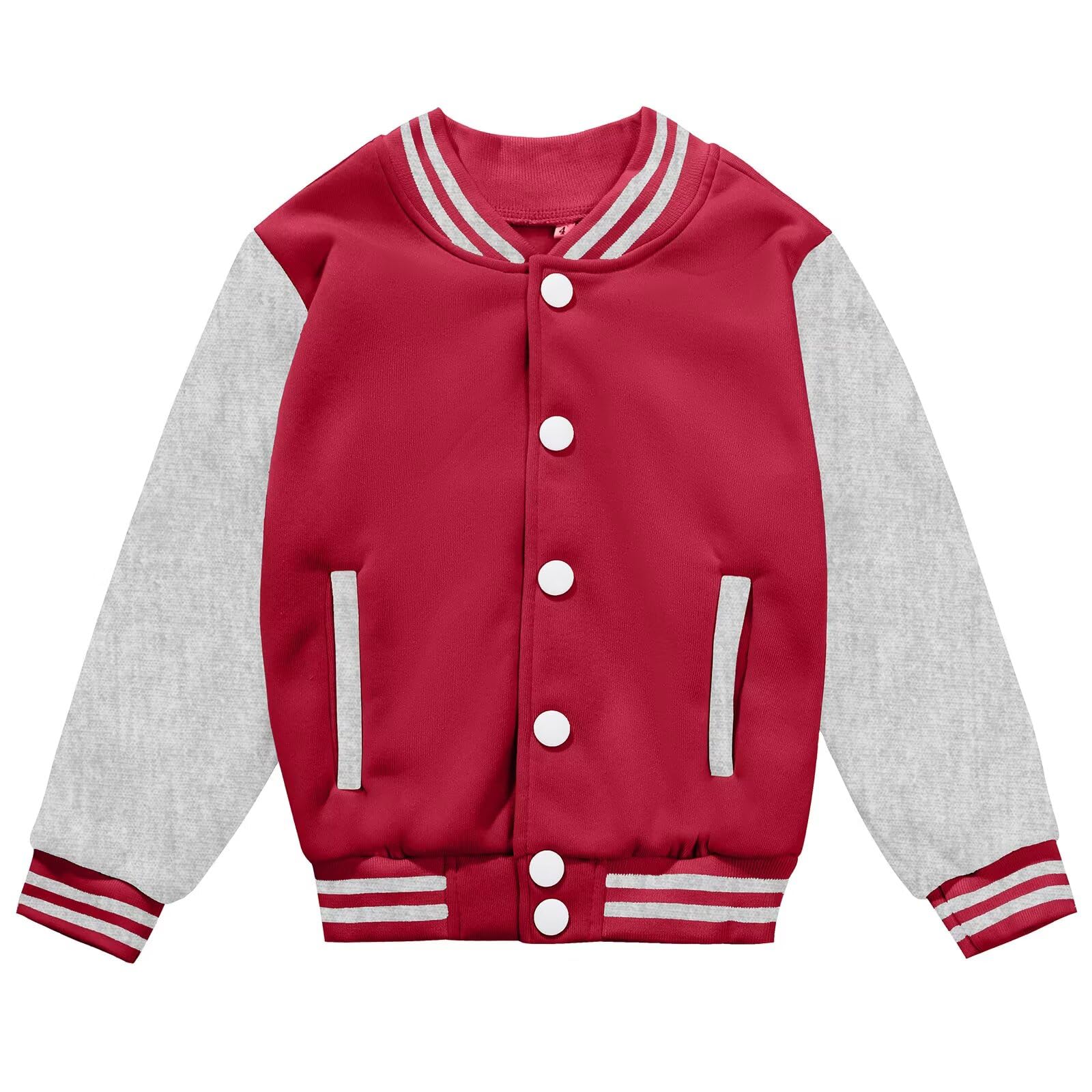 Kids Varsity Baseball Jacket Girls Boys Lightweight Cardigan Sweats Varsity Sport Team Uniforms School Coat with Pocket