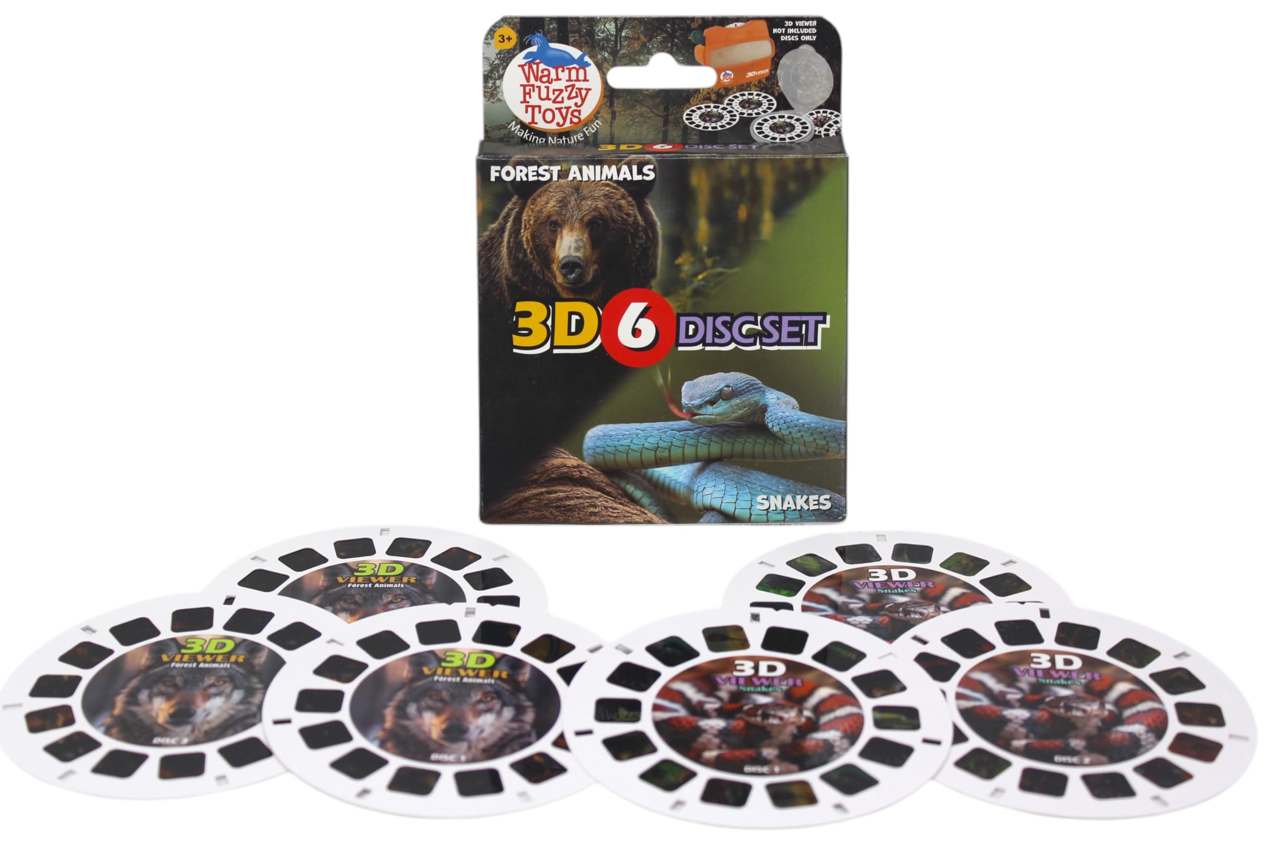 WARM FUZZY Toys Forest and Snake Reels for Viewfinder - Viewfinder Reels for Kids & Adults, Classic Toys, 3D Reel, Retro Toys, Contains 6 Slides with 42 High Definition 3D Images