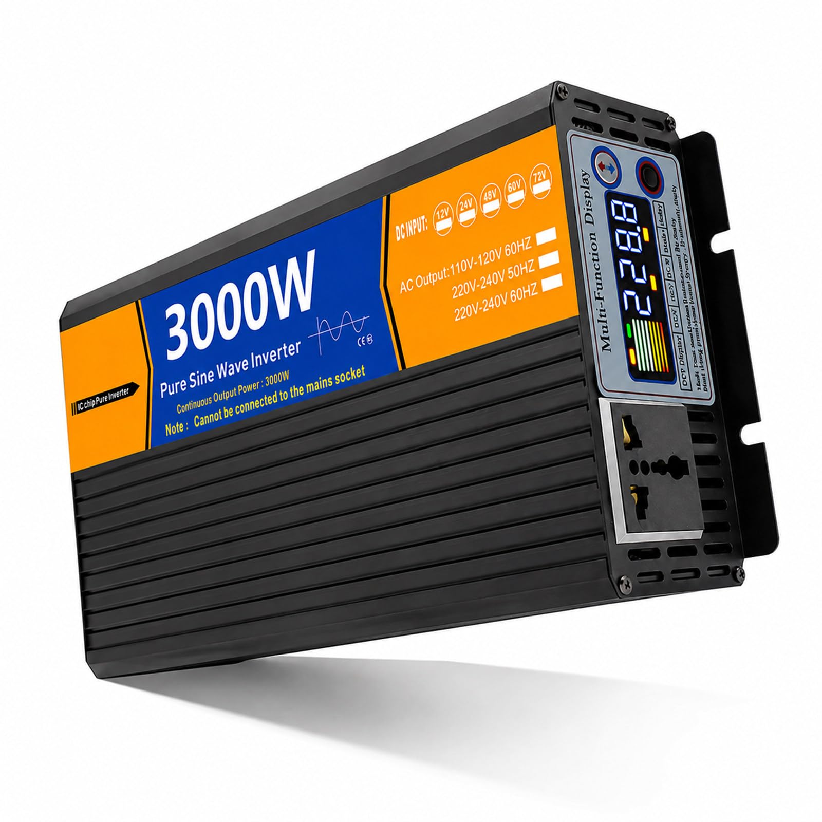 Przetwornica napięcia 12V do 110V/220V, 3000W, czysta fala sinusoidalna 12V-220V