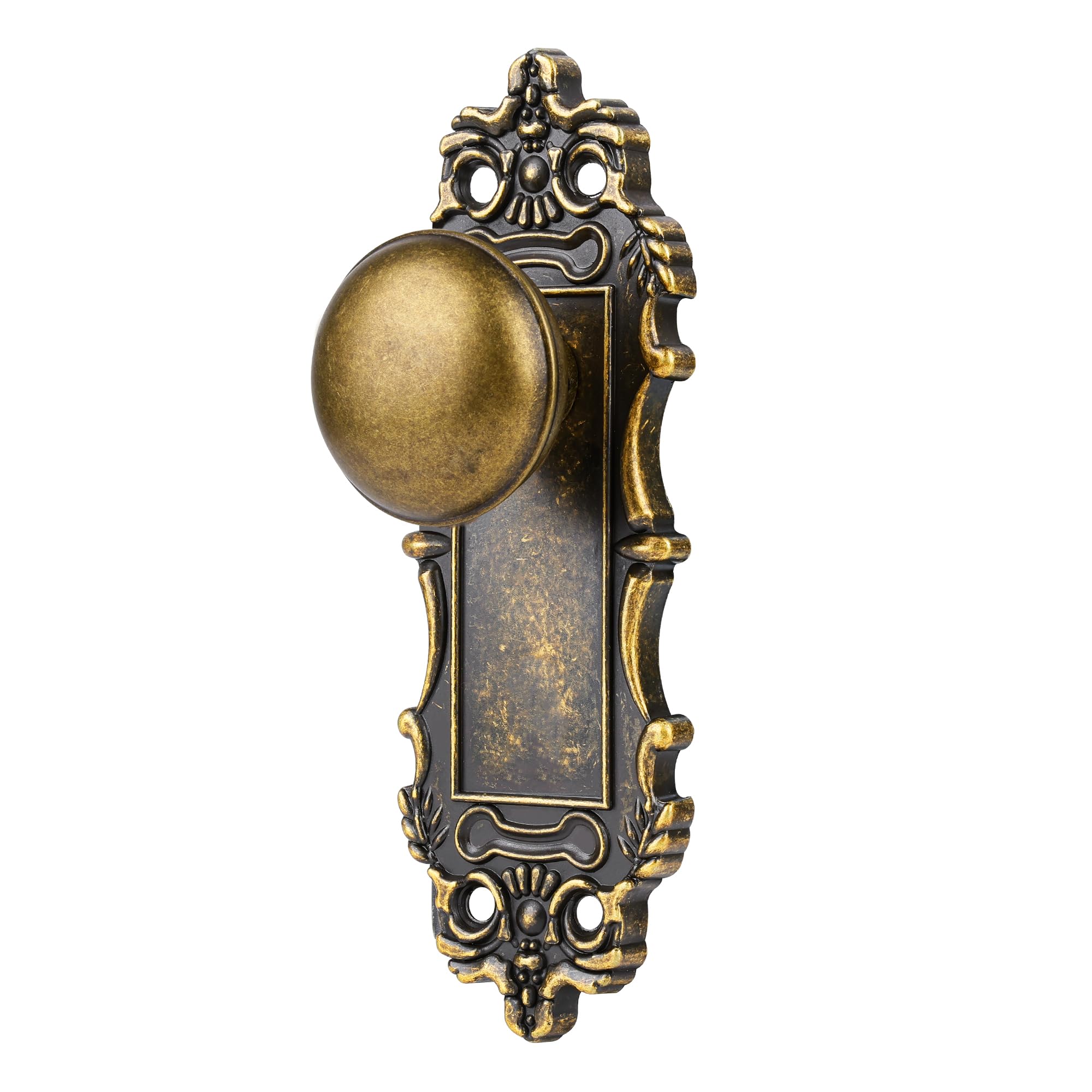 ToPToToo Antique Brass Dummy Door Knob Interior, Antique Old Style Door Knob Replacement for Closet Vintage Bifold Cabinet Dummy Door Handles No Lock,2 Pack
