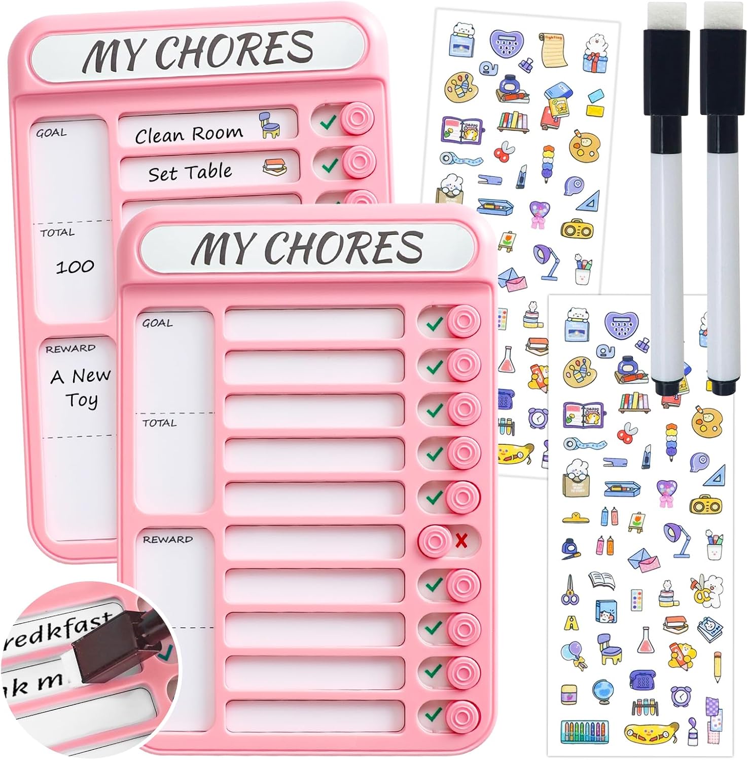 2 Pcs Dry Erase Chore...