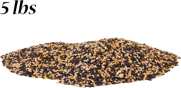 Wild Bird Seed Mix, Deluxe Finch Blend, 5 lb Bag Premium Finch Food with Thistle, Canary, Canola & Millet Seeds, Ideal for Finch & Thistle Feeders, Attracts Goldfinches, Chickadees & Siskins