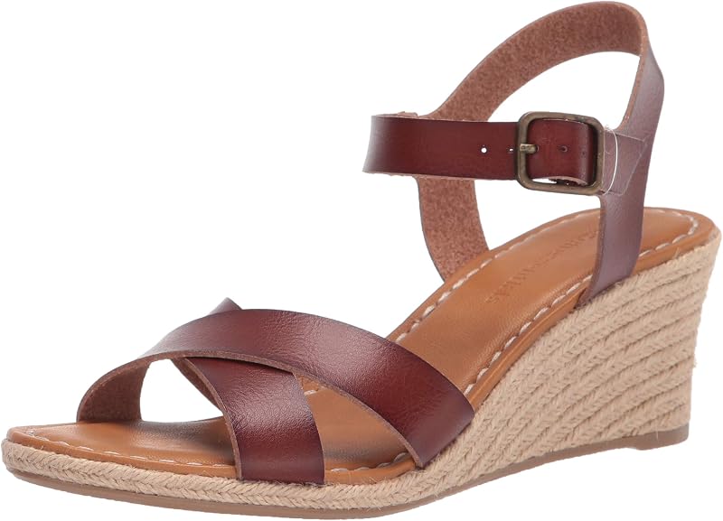Sandalia de cuña de alpargata Amazon Essentials para mujer con hebilla ajustable y correa elástica
