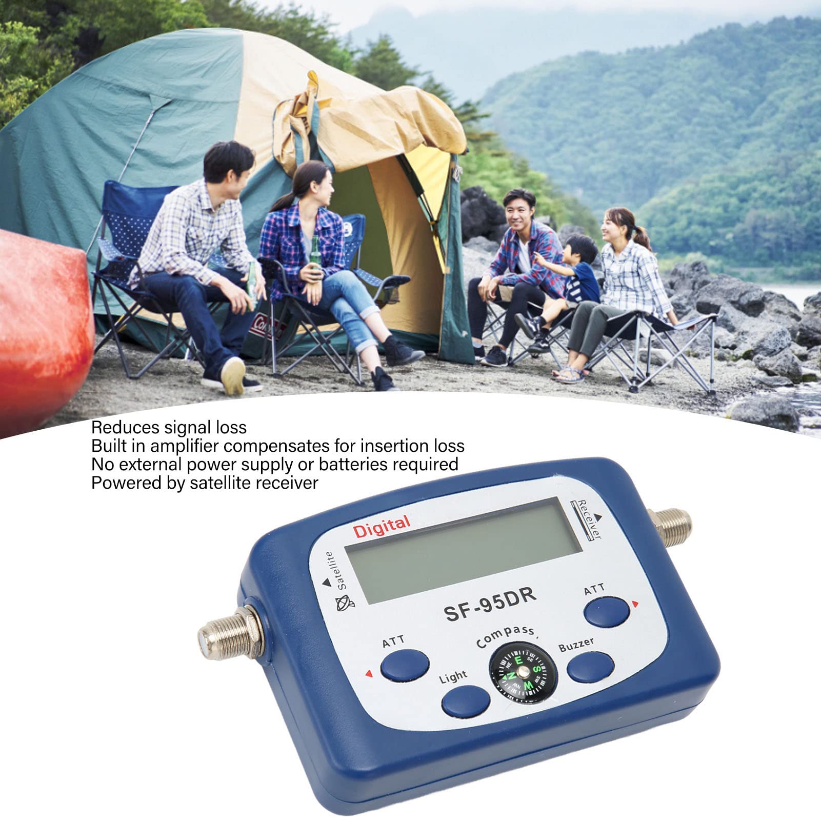 Satellite TV Signal Finder, Signal Intensity Meter with LCD Display, Mini Satellite Finder for Remote Satellite Antennas Good for Campers, Compass and