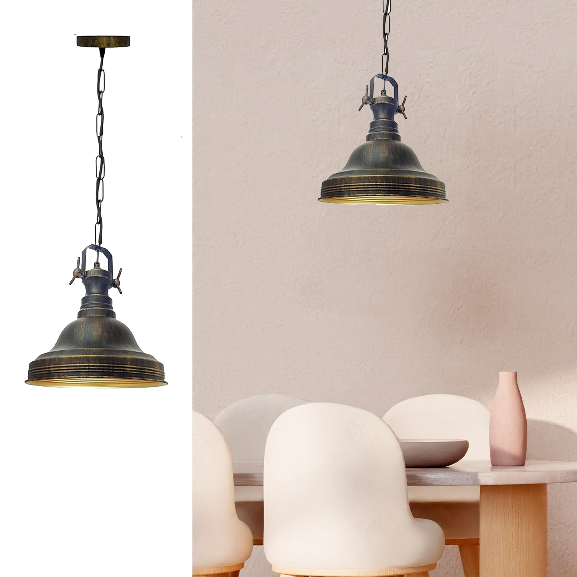 Relaxdays Hängelampe Vintage Orange – Pendelleuchte Mit Kette, E27, Ø40 Cm