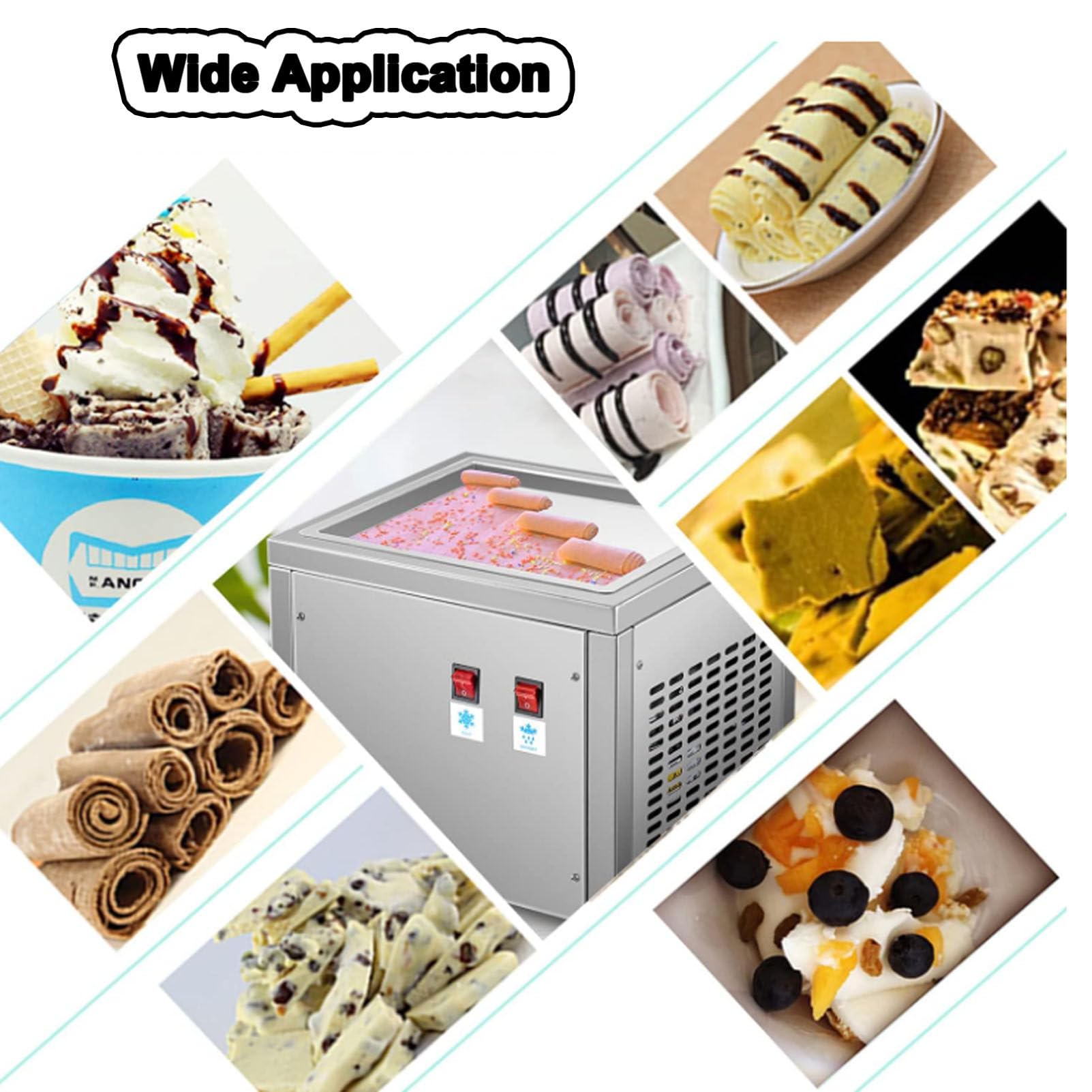Máquina eléctrica para Hacer Helado Enrollado, máquina Comercial de Acero Inoxidable para Hacer Yogur Enrollado, Ideal para pastelerías y cafeterías.