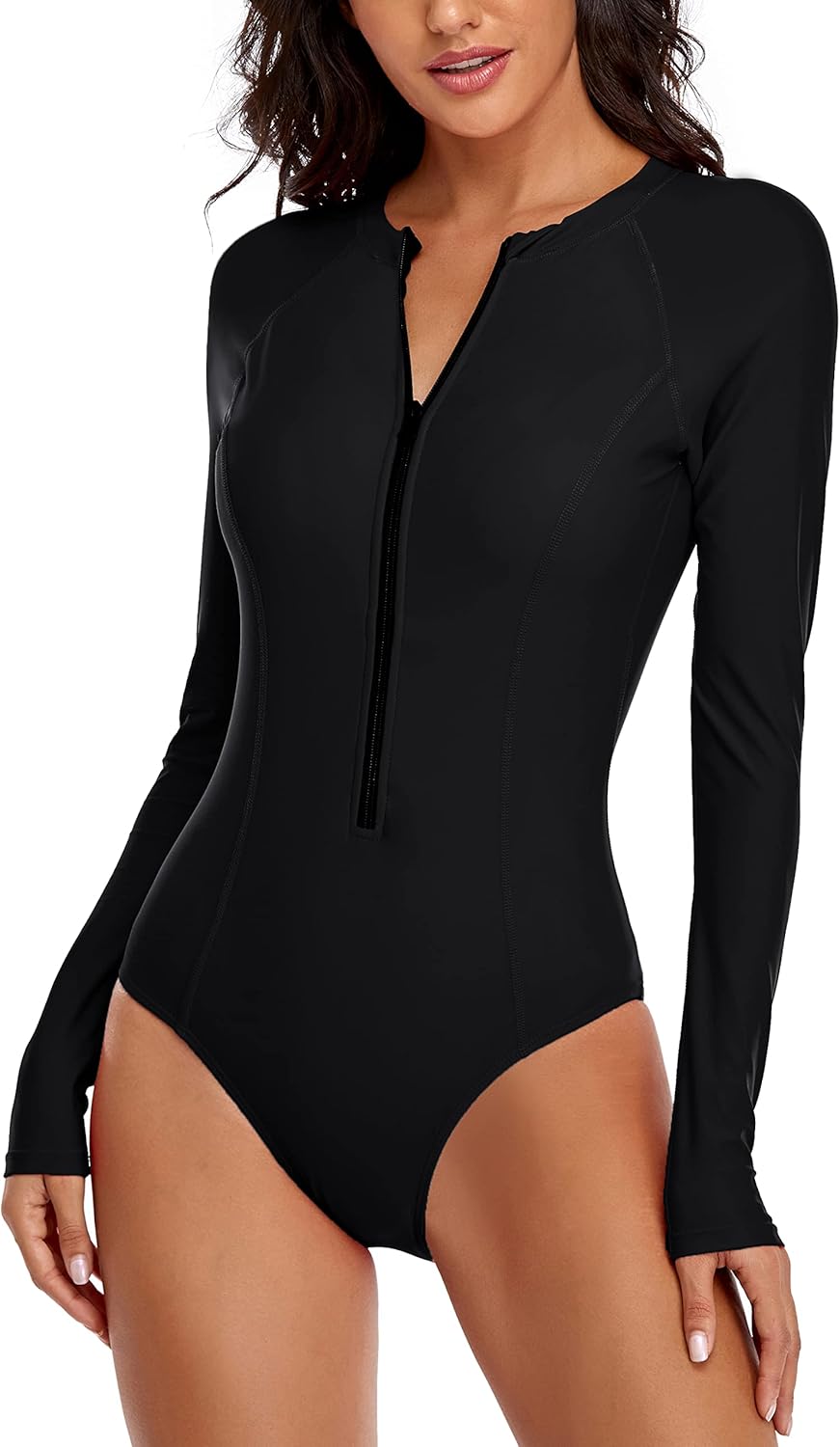 YATEEN Womens Athletic Training Swimsuit Long Sleeve Rashguard - Image 2