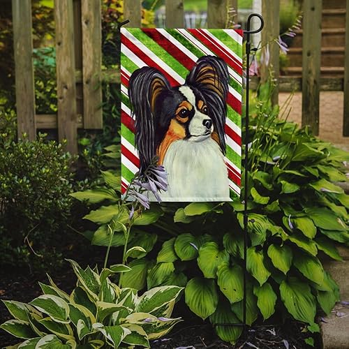 Miniatura 2 de Caroline's Treasures LH9255GF Bandera de jardín de Navidad Papillon con bastón de caramelo para buzón, bandera decorativa para patio exterior, obras