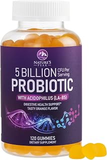 NaturesPeak Probiotic Gummies 5 Billion CFU - 6 Strains for Gut Health, Digestion & Immunity - Orange Flavor, No Refrigeration, 120 Count