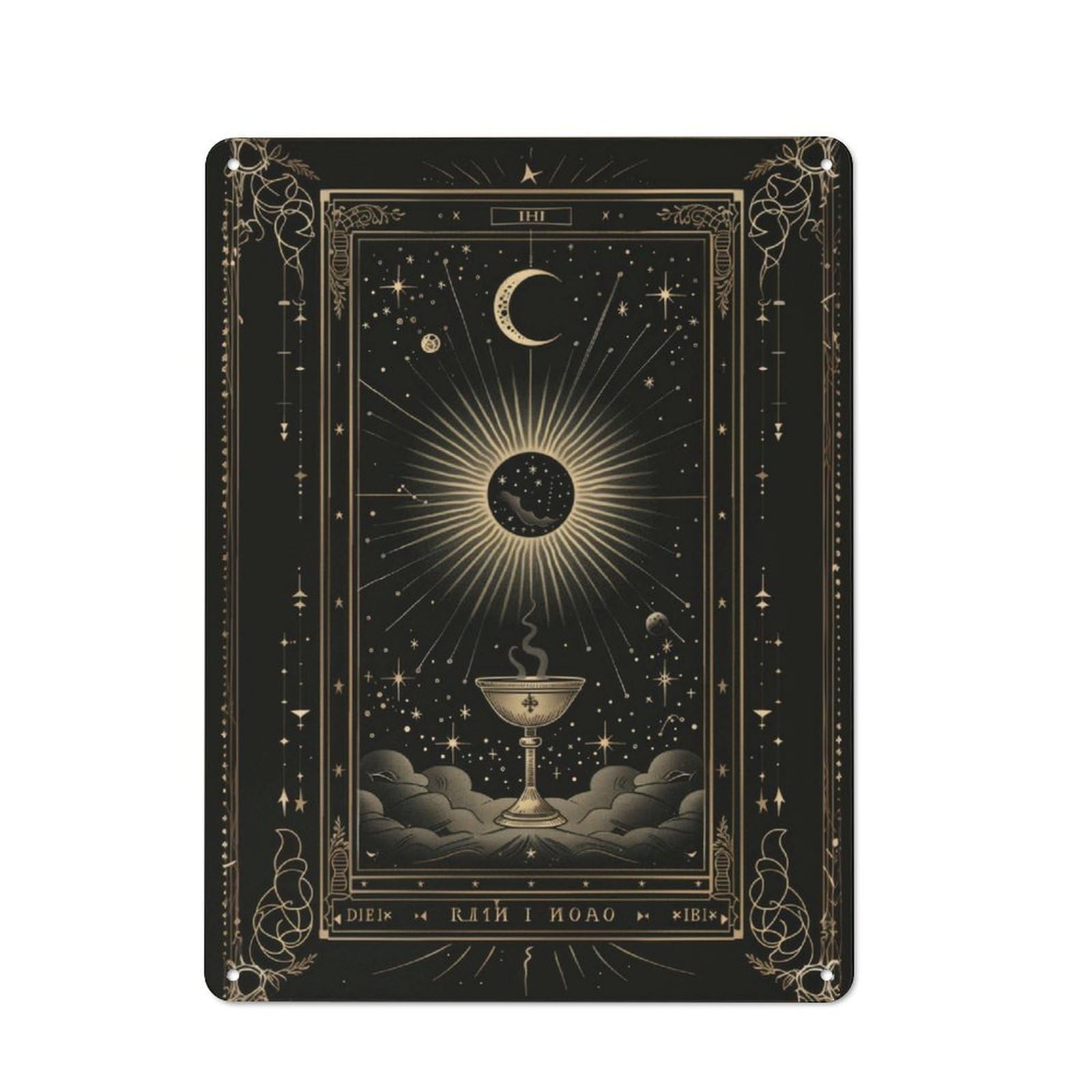 Junmoney Chalice Eclipse Metal Plaque 40X30cm With For Pub Or Café, Rustic Decor, For Garage, Workshop And Man Cave Decoration