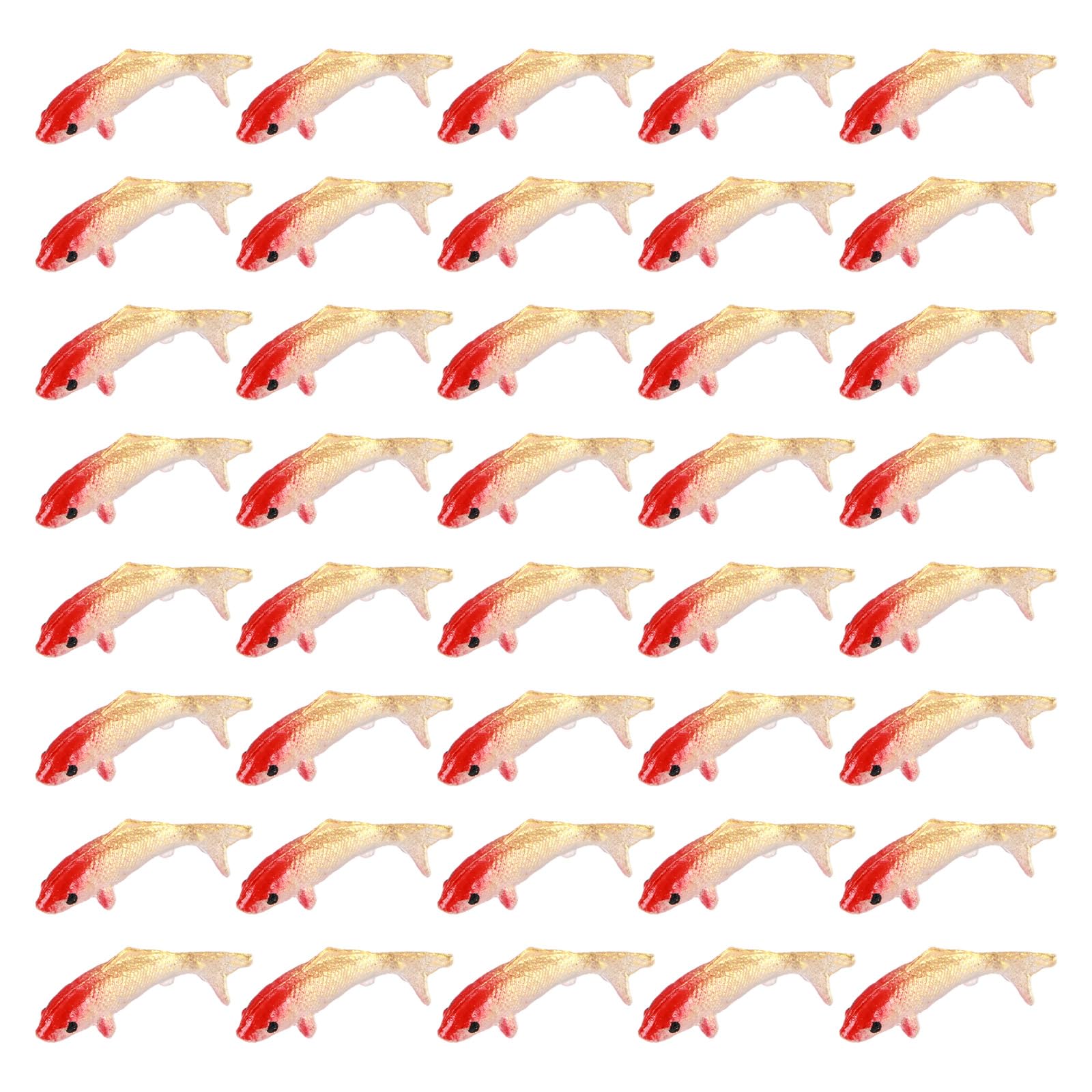 M METERXITY 40-Pack Mini Koi Fish Figurines, 0.71 Inch PVC Miniature Fake Goldfish Ornament for Fairy/Garden/Aquarium/Landscape Decor, Tiny Carps Supplies [Gold]