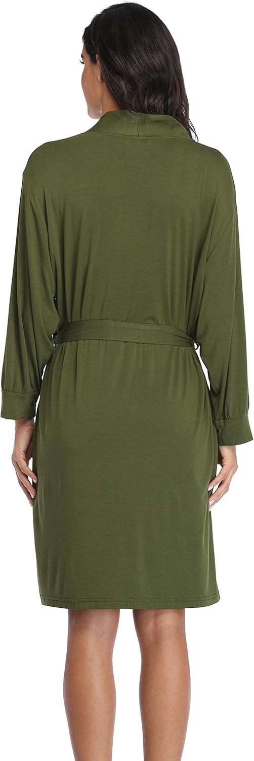 Women's Kimono Robe Short Knit Bathrobe Soft House Sleepwear Lightweight Ladies Loungewear - Image 3