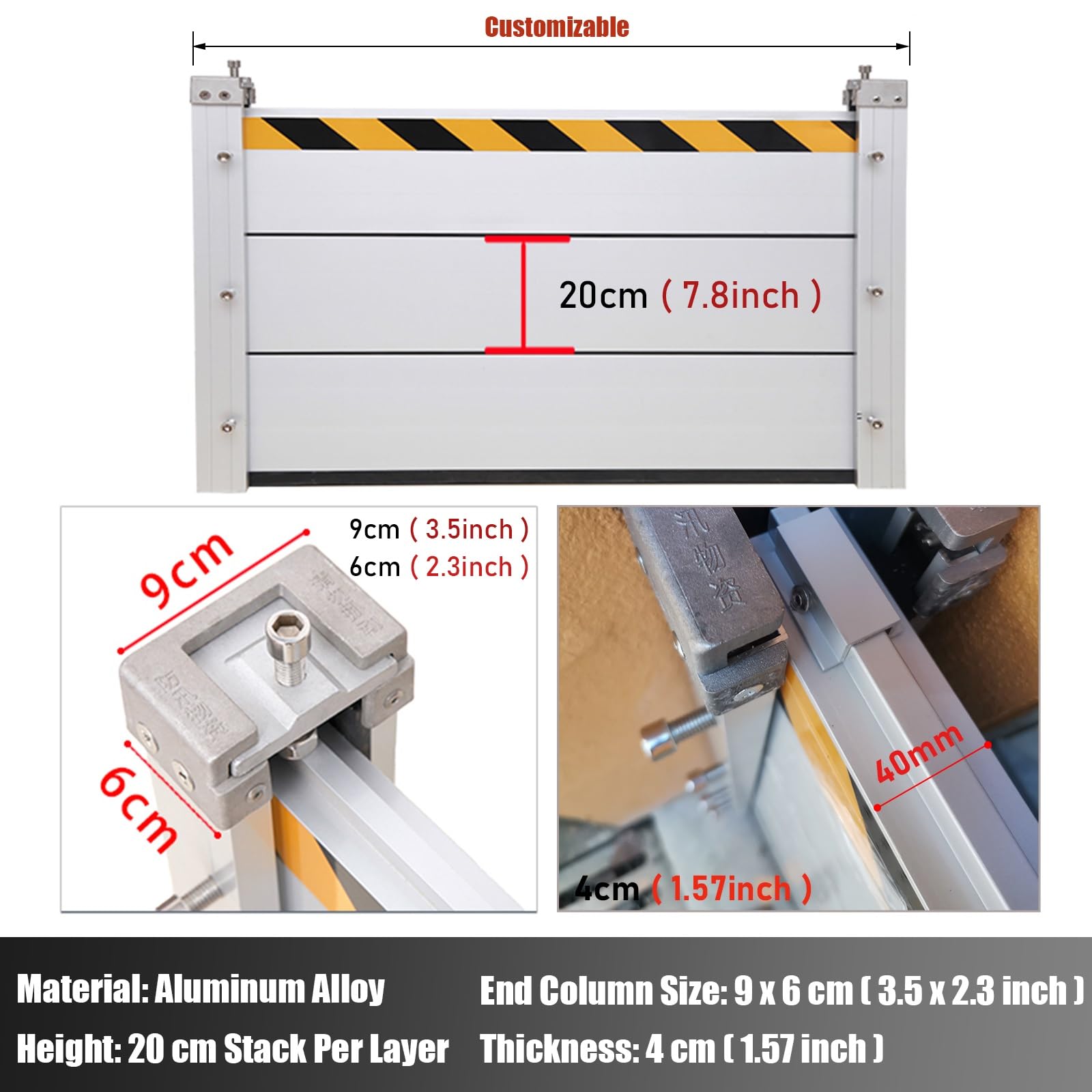 Barrera de control de inundaciones reutilizable Generic, placa deflectora larga de prevención de agua para pasajes subterráneos, puertas de sótano, varios tamaños disponibles (2.6-13 pies)