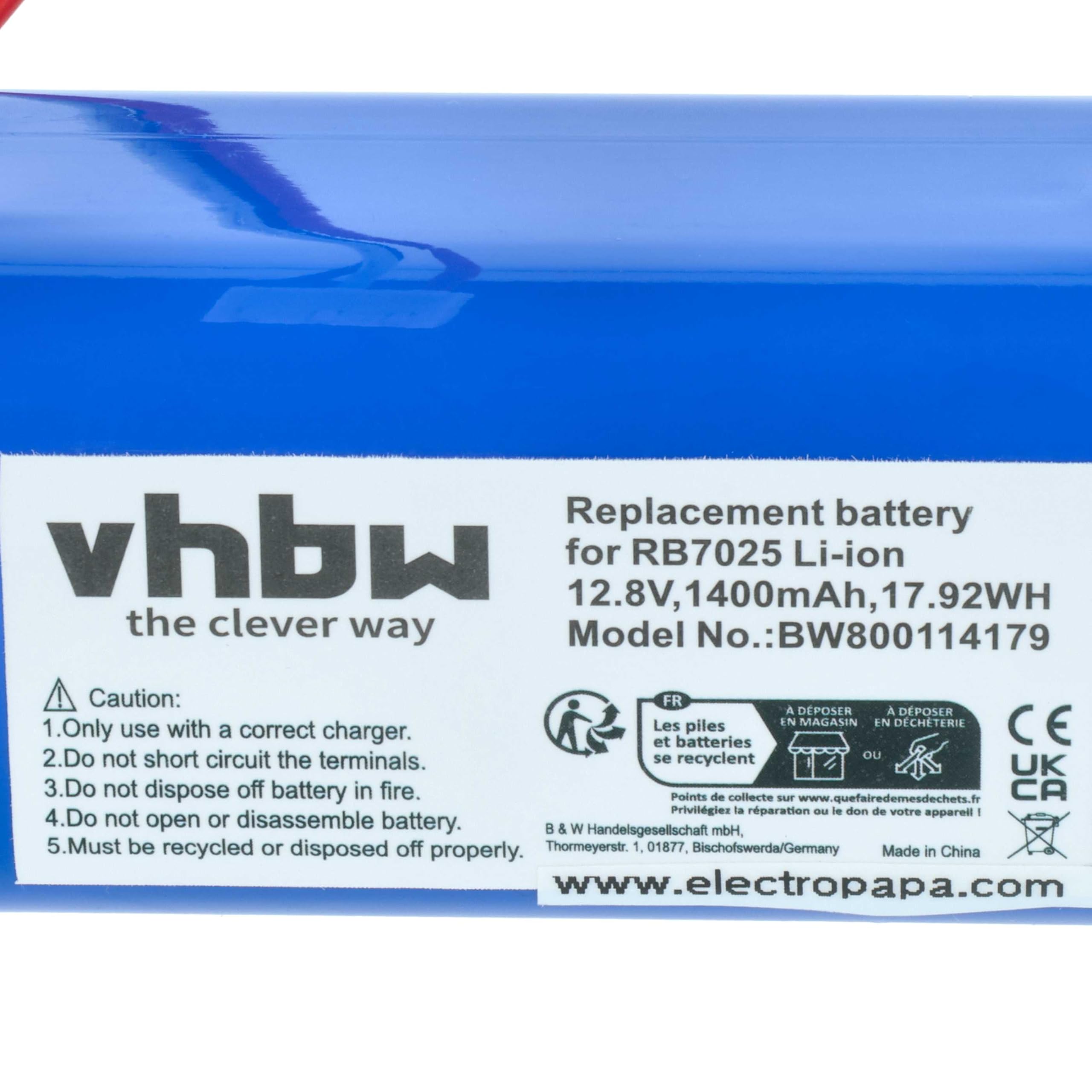 vhbw batteria compatibile con Severin Chill RB 7025 home cleaner (1400mAh, 12,8V, Li-Ion)