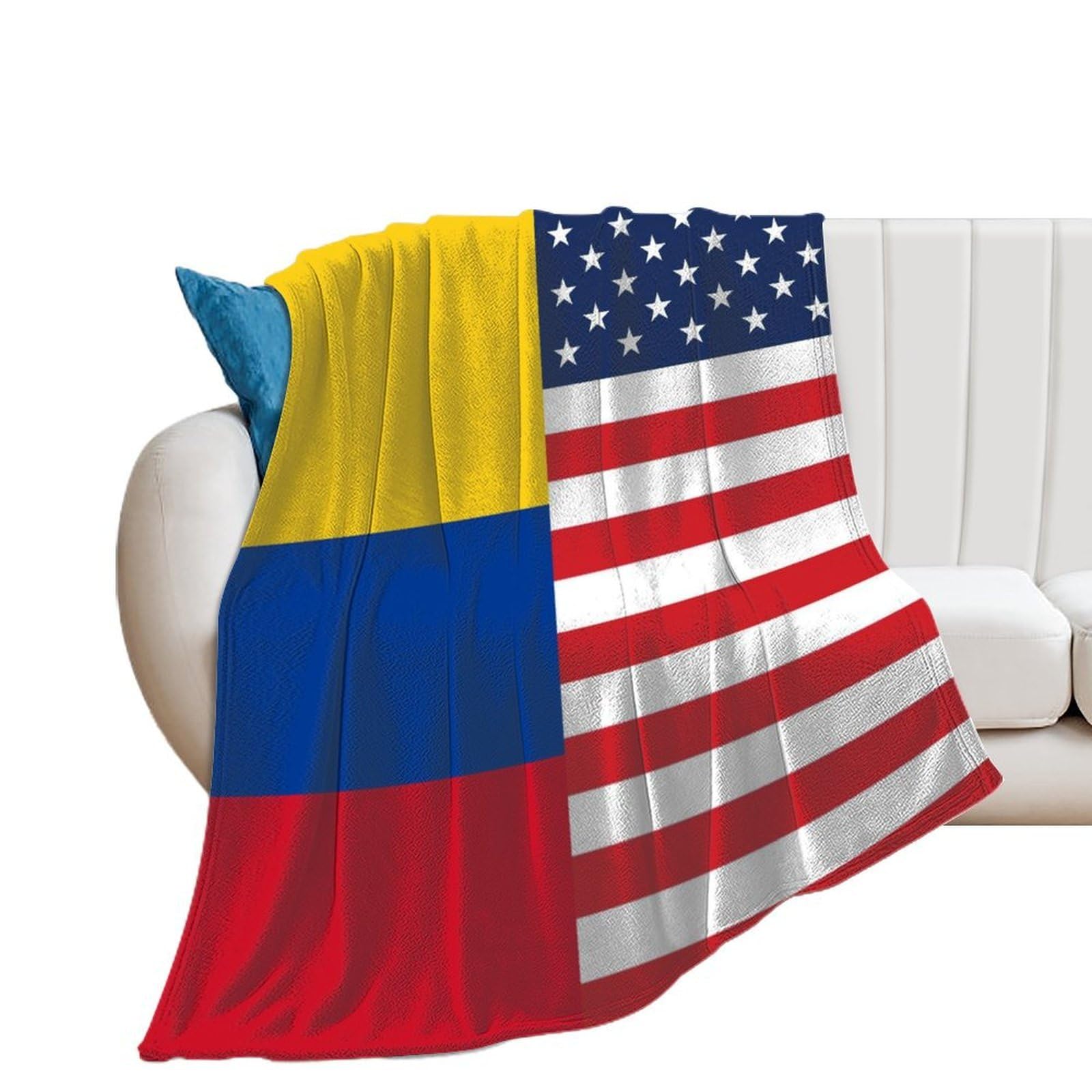 OUTBDNVFSA Colombia U.S.A Flag Throw Blanket Lightweight Summer Blankets for Bed Sofa Camping Travel
