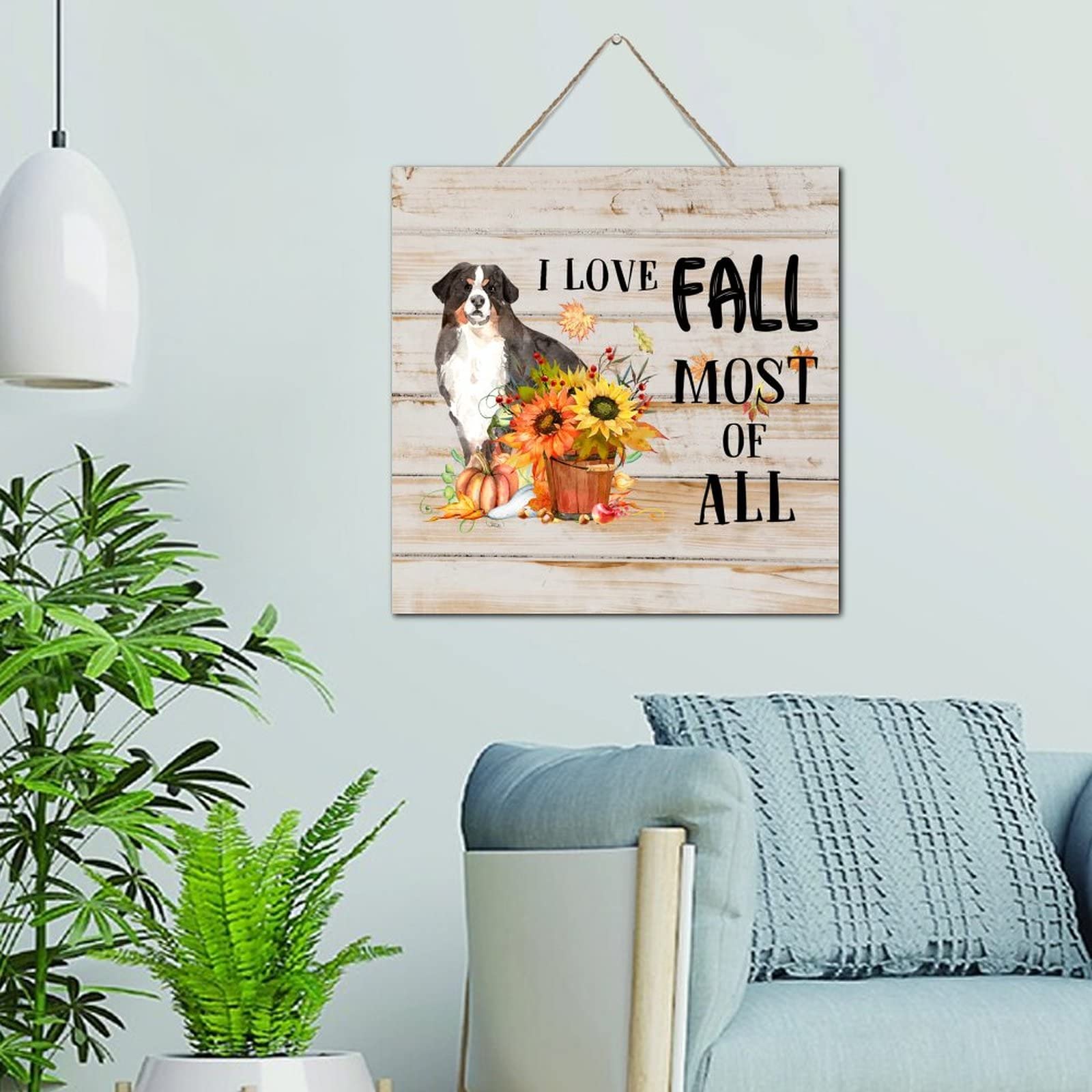 Décoration automnale en bois pour cheminée rustique 30cm
