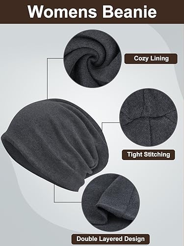 Miniatura 3 de Senker Fashion Slouchy Beanie Hats for Women Men, Chemo Headwear Cotton Beanies Soft Lightweight Chemo Skull Cap Elastic