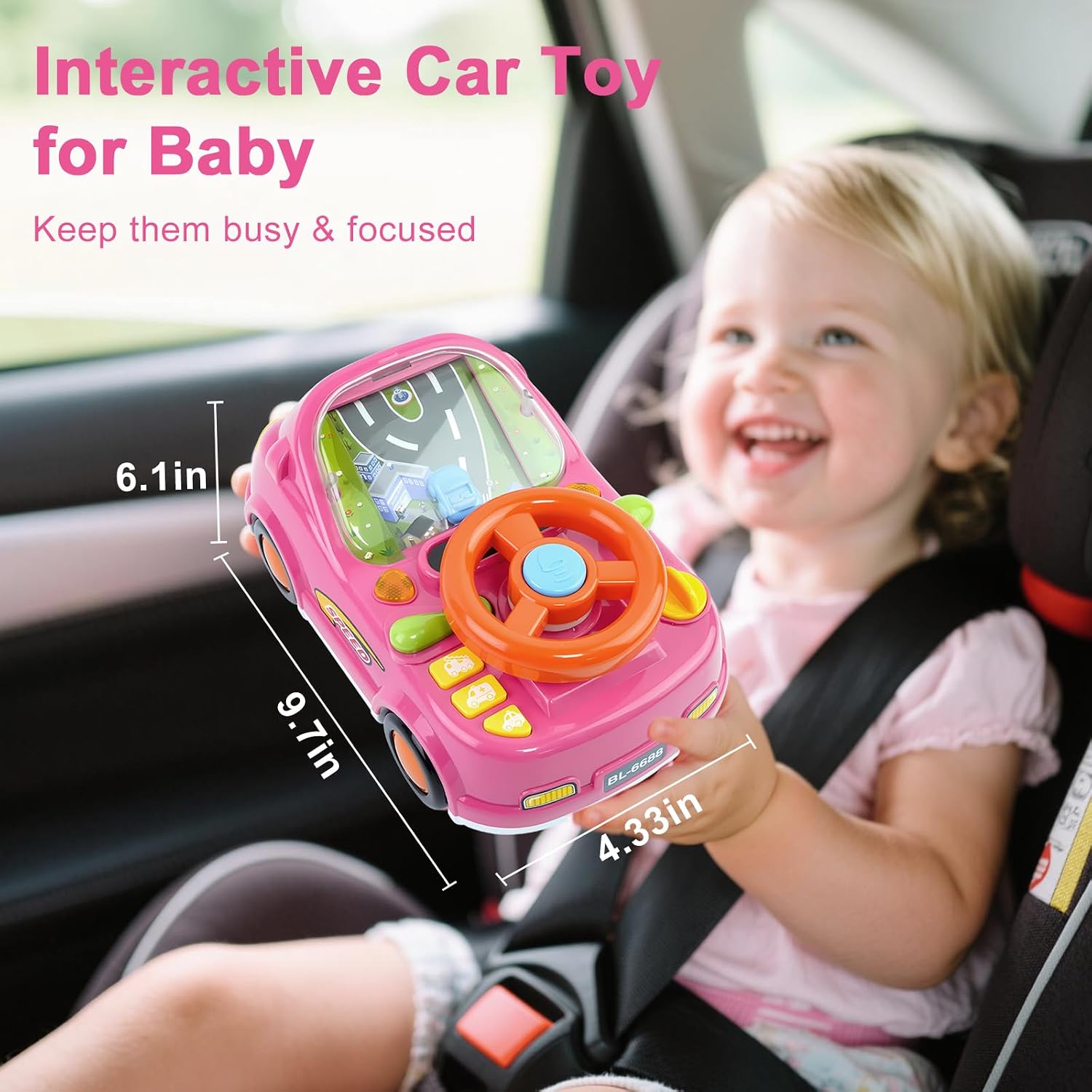 Girl Toy for 1 Year Old,Toddler Car Steering Wheel Toy with Sound & Light,Car Toys for Toddlers 1-3,Gift for 1 2 3 Years Old Boys Girls