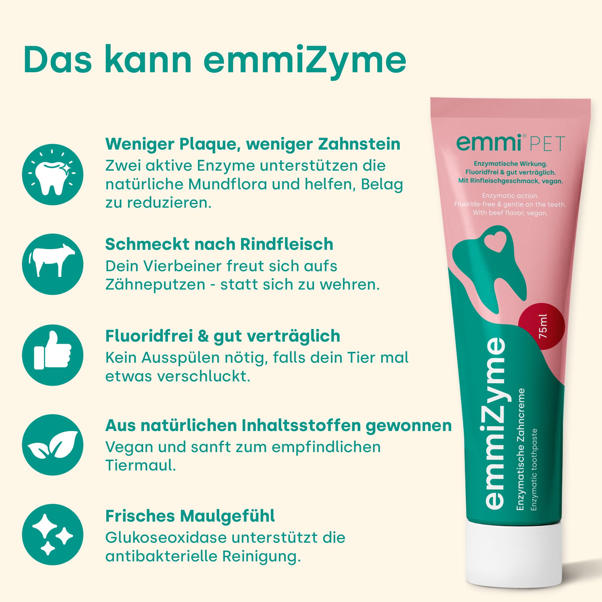 emmi-pet 1x emmi Orozyme Gel para el cuidado dental de perros y gatos con función de autolimpieza