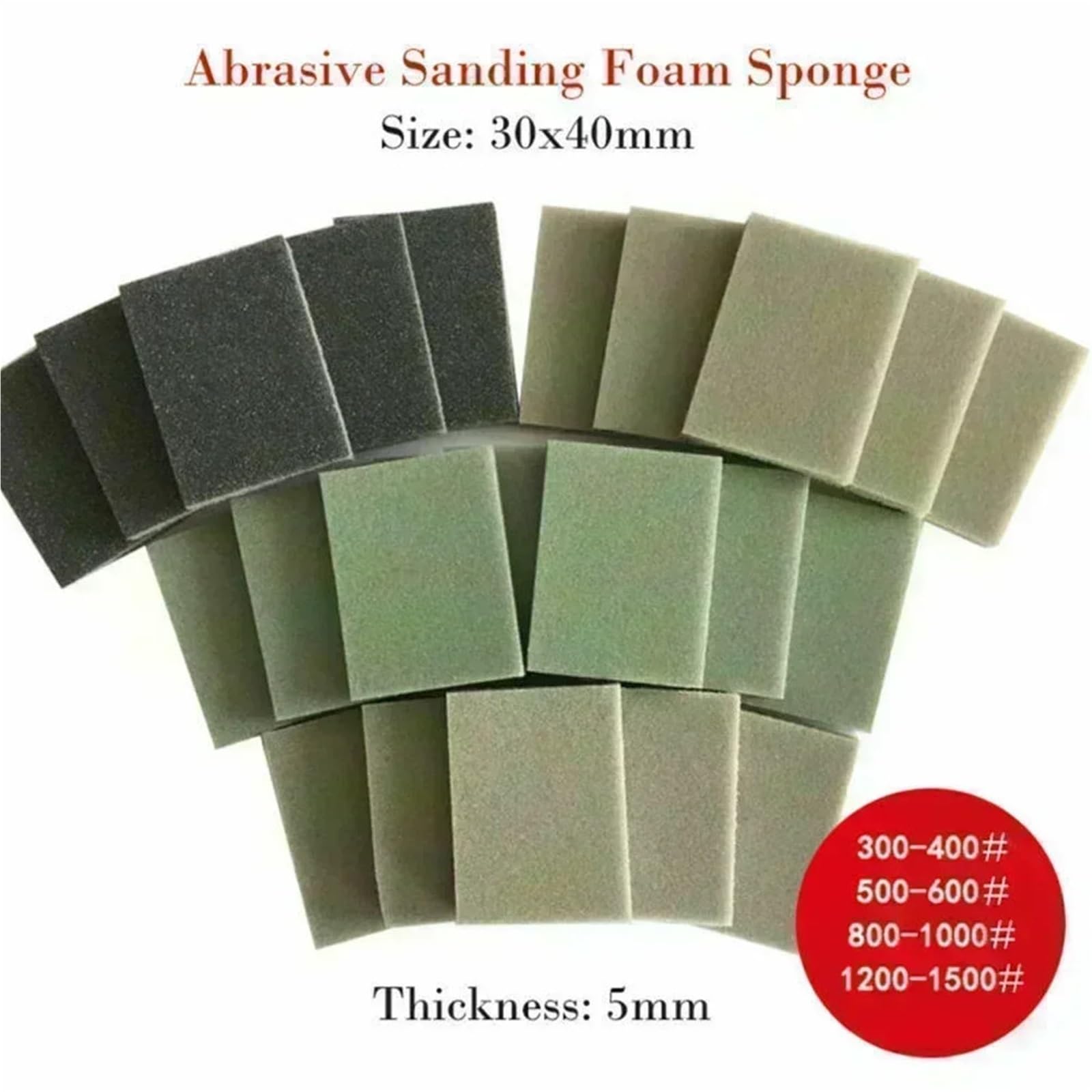 Lija Madera Juego de Papel de Lija de Grano 300, 400, 800, Esponja for pulir Pared, Bloque de Arena, Modelo Artesanal, Pintura, ladrillo Pulido, Limpiador de Cocina, 6 uds.(20pcs Each 5pcs)