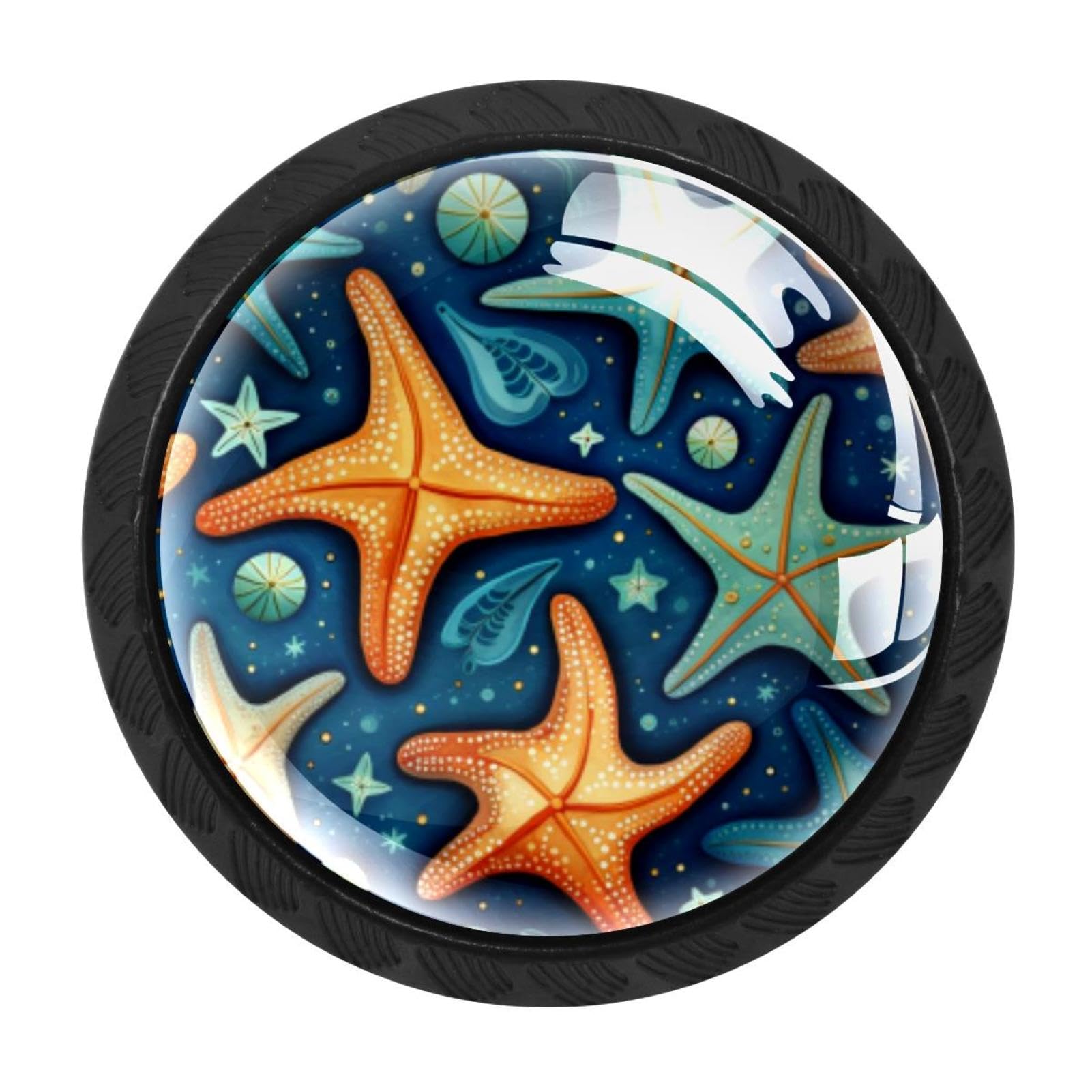 Chenzzzz Multicolored 20 4 Pack Round Cabinet Knobs For Kitchen Bathroom Closet Dresser Cabinets, Starfish