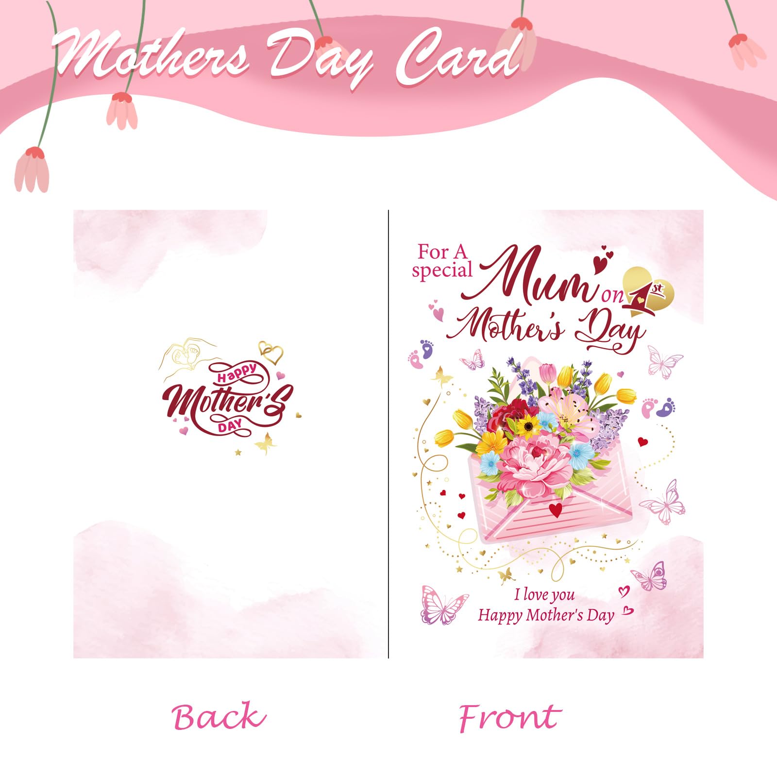 DPKOW Happy First Mothers Day Card for Mum Mummy 1st Mothers Day Card and Keyring - Image 3