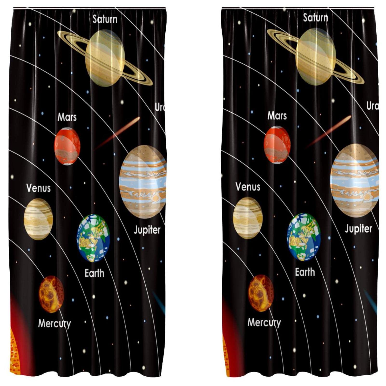 Cortinas opacas de planetas para dormitorio infantil con aislamiento térmico y dos paneles