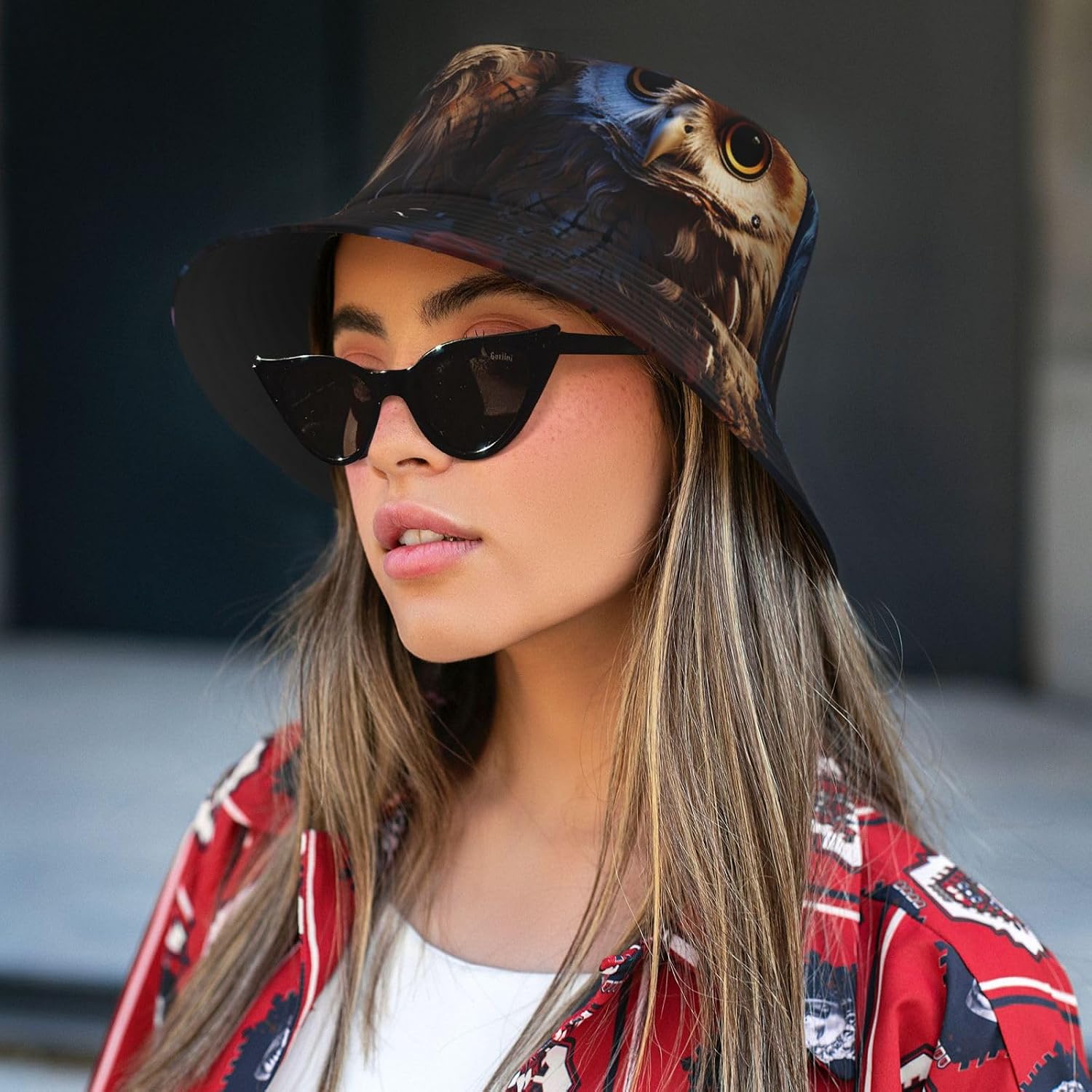 Fashion Bucket Hat for Women Men Packable Cute Sun Hats Owls Fisherman Cap Outdoor Travel Beach Caps Black