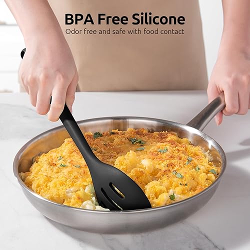 Miniatura 7 de Cucharas de silicona resistentes al calor de 600F U-Taste Cuchara de cocina sólida y ranurada de 13.3 pulgadas, utensilio de goma largo