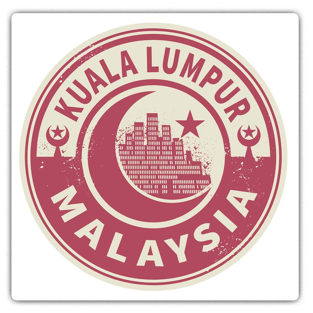 Destination Vinyl Ltd Multi Square Stickers (Set Of 2) 10Cm - Malaysia Kuala Lumpur Travel Laptop Tablet Luggage Scrapbook #7445
