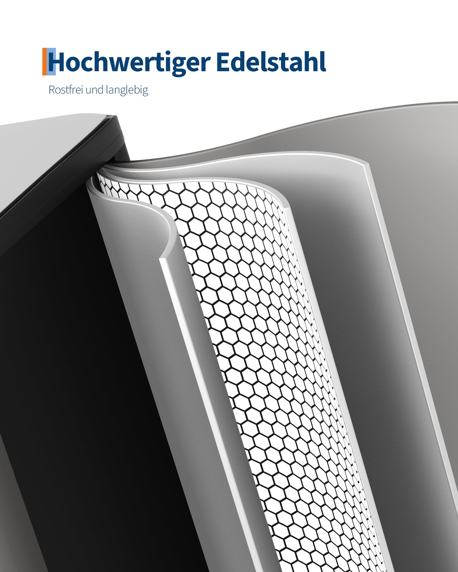 GarveeHome Mülleimer Küche, Mülleimer 2 fächer, Mülltrennsystem 2 x 15 Liter, Tretmülleimer mit Edelstahldeckel, Softclose-Deckel mit Inneneimer für Recycling und Restmüll, Grau