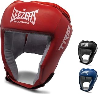 Geezers Boxing Leather TRG Training Headguard Open Face Head Guard for Boxing, MMA Sparring, Ideal Headguard for Men and Women