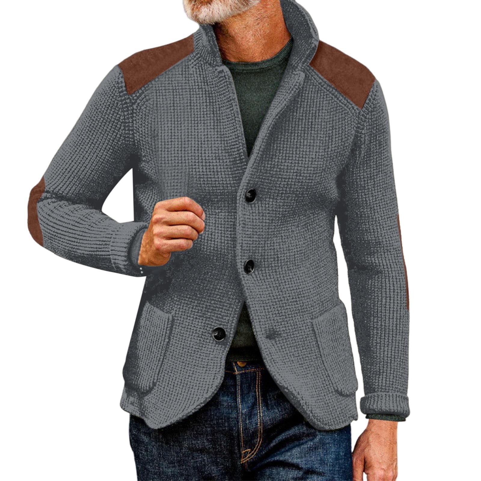 Cardigan Hombre Lana, Chaqueta De Lana para Hombre Manga Larga Cárdigan De Punto Trenzado Casual Cuello De Chal Abotonado con Bolsillos para Exterior El Ocio