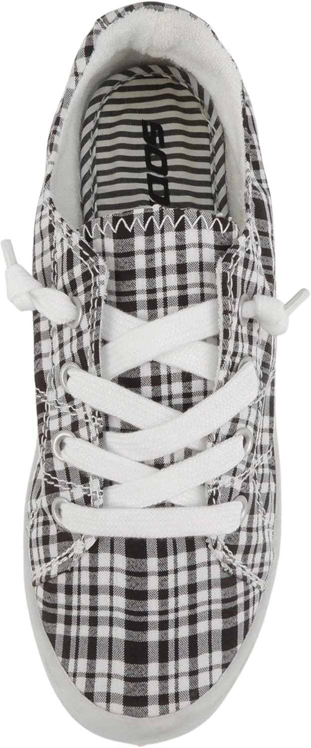 Soda Flat Women Shoes Linen Canvas Slip On Sneakers Lace Up Style Loafers Zig-S - Image 5