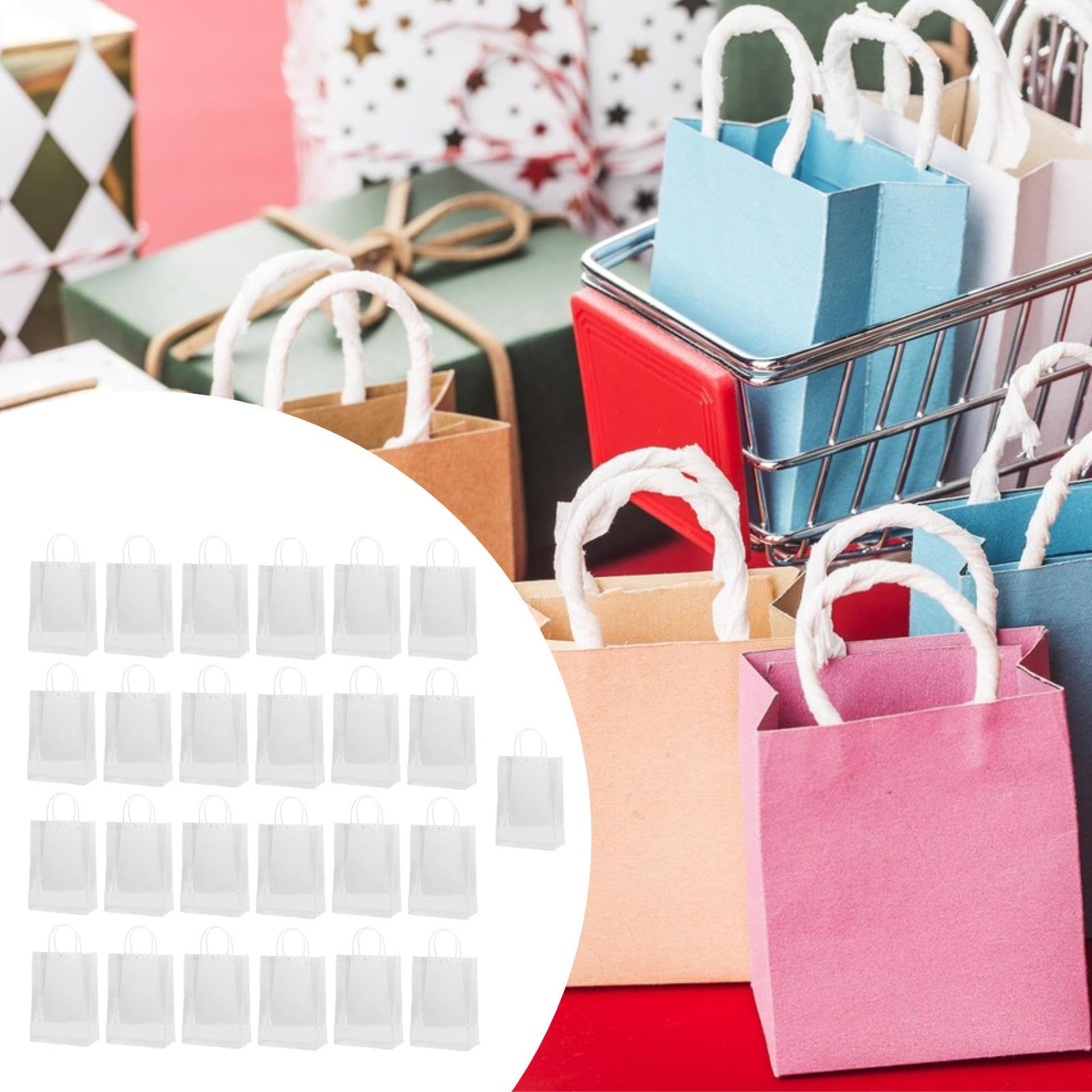 25 Pezzi Borse Trasparenti Regalo PVC Manici Riutilizzabili Borse Porta Dolci Decorazione Feste Confezioni Adatte a Matrimoni Compleanni Feste Confezi, 20 Cm