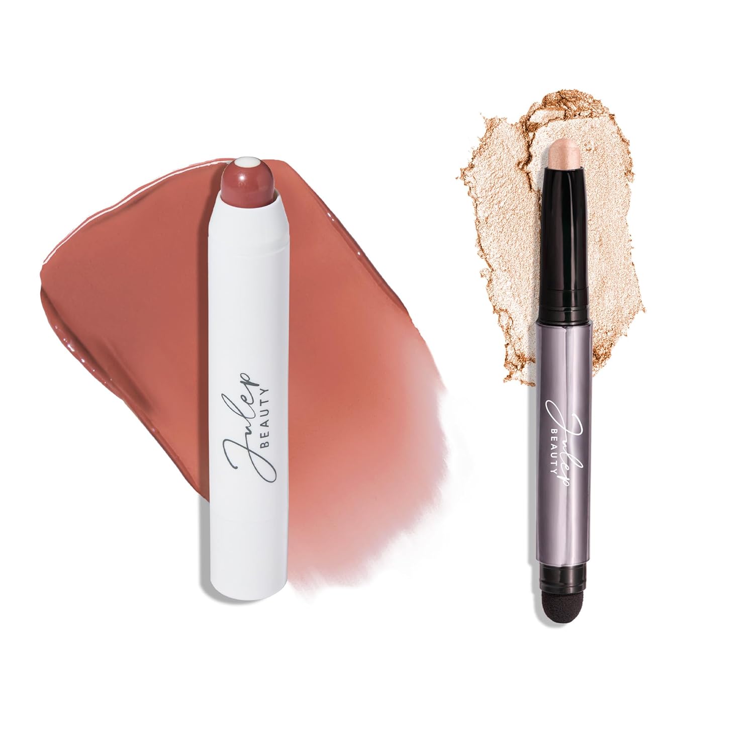 Julep Eyeshadow 101 Crème to Powder Waterproof Eyeshadow Stick, Sand Shimmer & It's Balm Lip Balm Crayon, Full-Coverage Lipstick & Lip Moisturizer with Semi Gloss Finish, Cinnamon Raisin