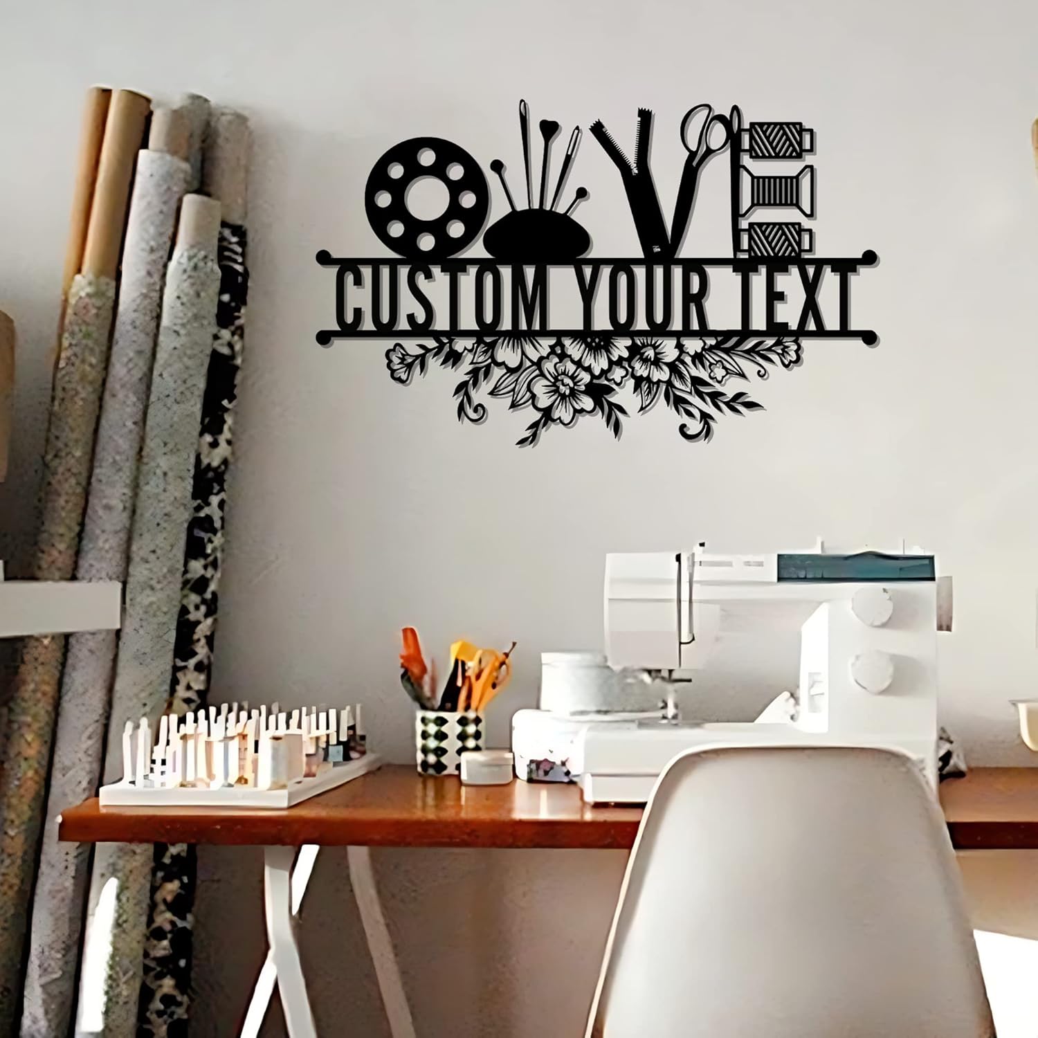 Godlover Luxury Custom Name Sewing Room Metal Sign, Metal