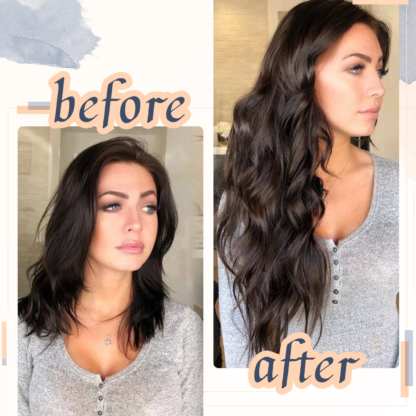 RUNATURE Tape in Hair Extensions Human Hair Brown Invisible Tape in Extensions Remy Human Add Volume for Women 12 Inch 30g #2 - Image 2