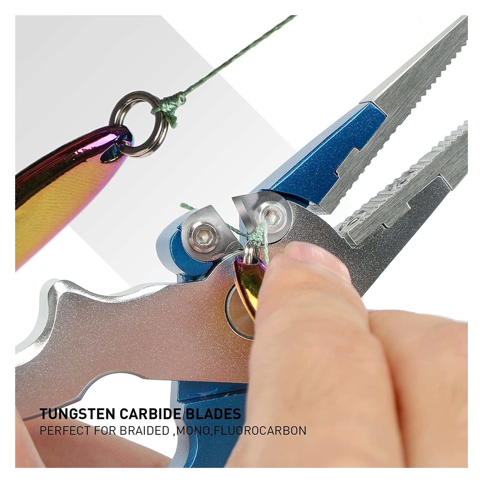 Angelzange Aluminium-Angelzzöser Edelstahlhaken Retrovers Zange Braid Line Schneiden und Splitring Angeln Werkzeuge