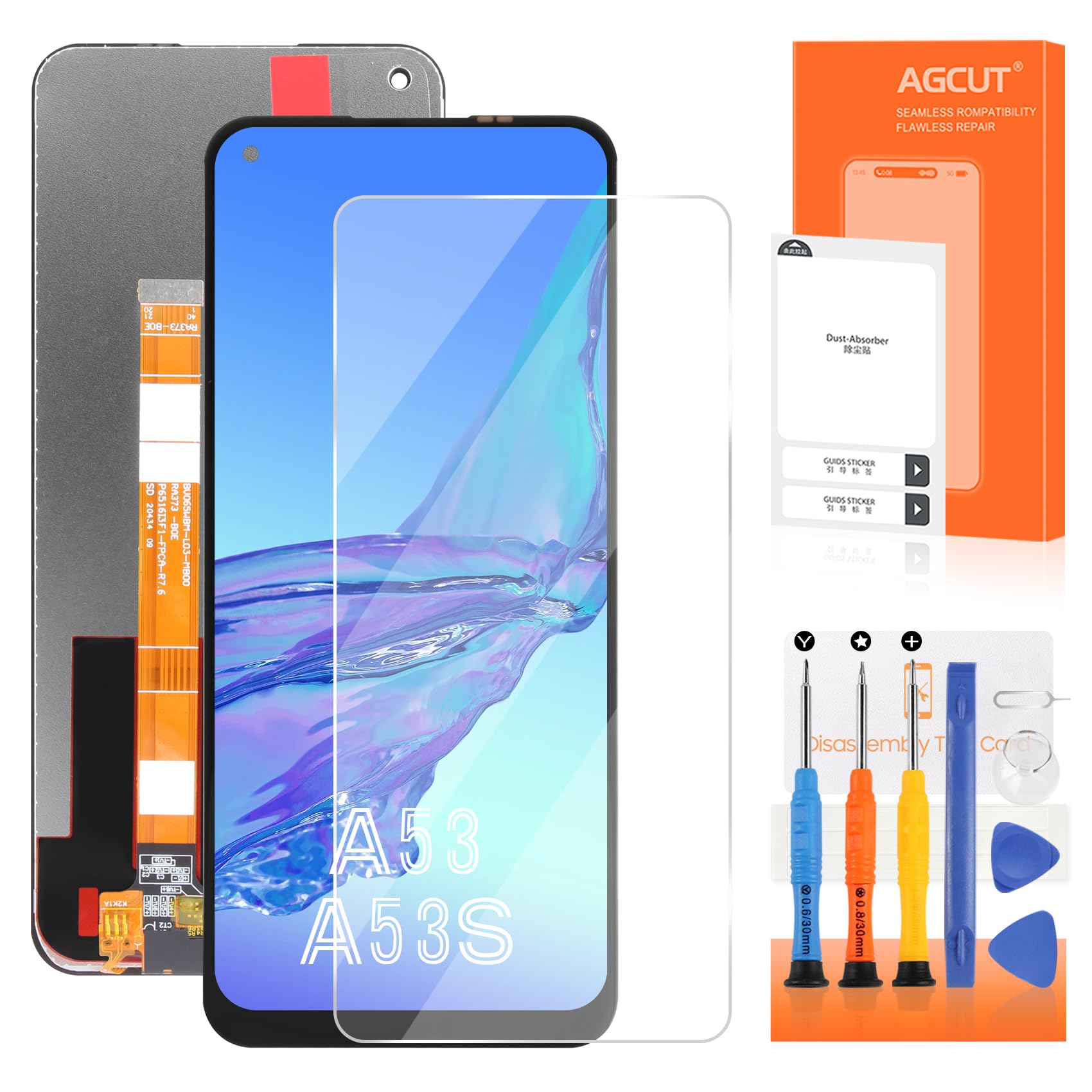 AGCUT per Oppo A53 4G LCD Display per Oppo A53/Oppo A53S/Oppo A32/Oppo A33 4G LCD Schermo CPH2139 CPH2135 Touchscreen Digitizer Full Assembly Kit di Riparazione(Nero, Non per Versione 5G)