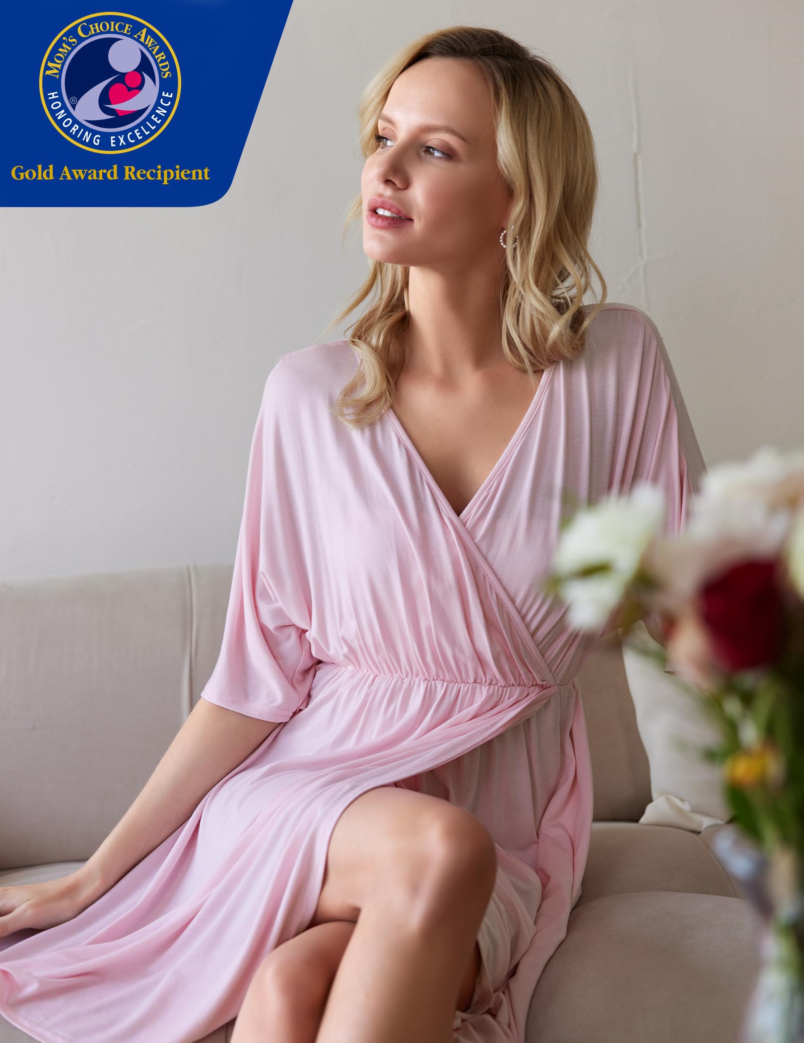 Ekouaer - Camisón de Maternidad para Mujer - - Large