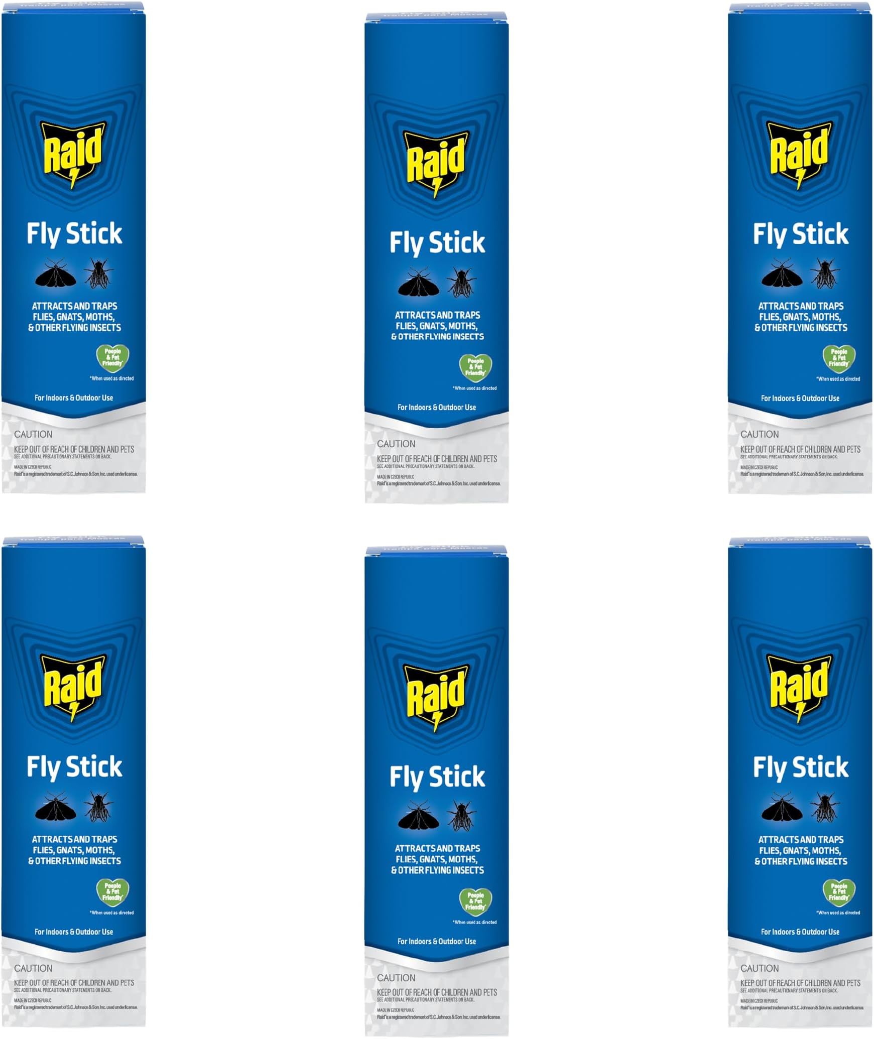 Raid Fly Stick, Pack of 6, Each Trap Catches up to 150 Flies, Indoor and Outdoor Use