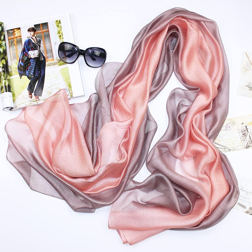 Cotton Silk Scarf Elegant Soft Wraps Color Shade Scarves for Women - Image 4