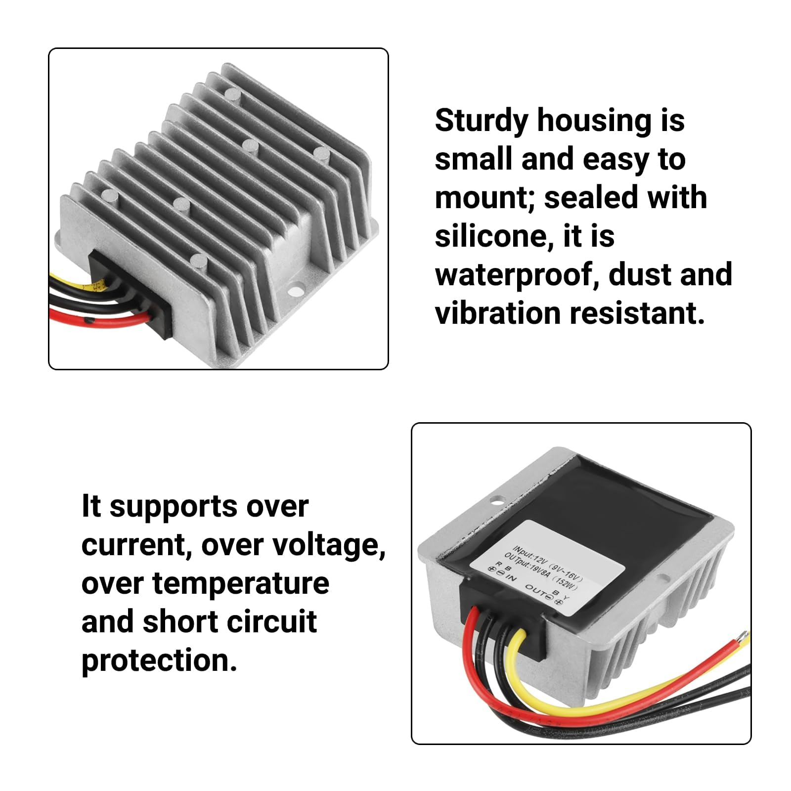 DC a DC12V Step Up Fino a 19v Convertitore 12v a 19v Cc, Convertitore Step-Up 12v a 18v Convertitore di Tensione 12v 19v 12v DC Step Up Fino a 19v 3a 8A 152W Convertitore