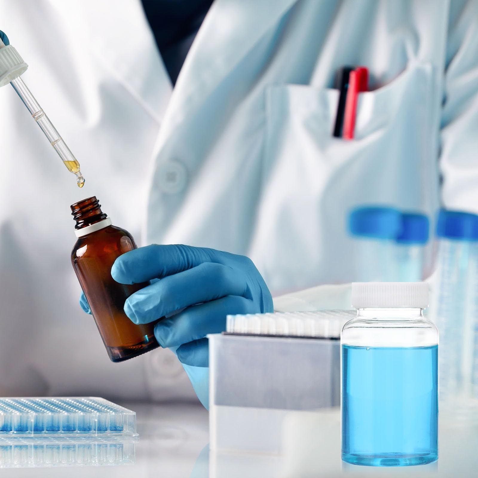 PATIKIL 10pz 300ml Bottiglie per Reagenti, Bottiglie Tonde a Bocca Larga con Tappo Vite per Conservazione Acqua Laboratorio Reagenti Liquidi Campioni Solidi, Trasparenti