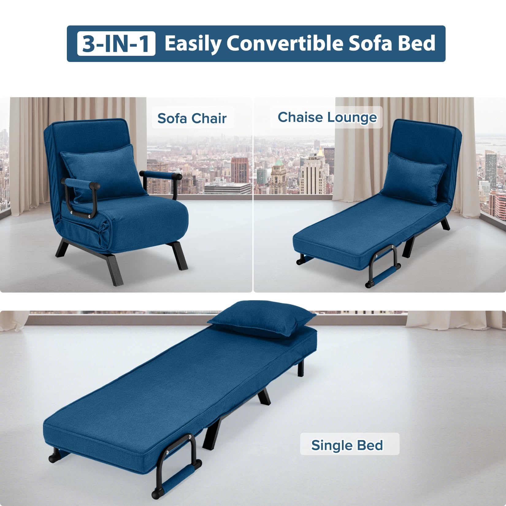 Futon Chair Convertible Sofa Bed Sleeper Chair,Single Person
