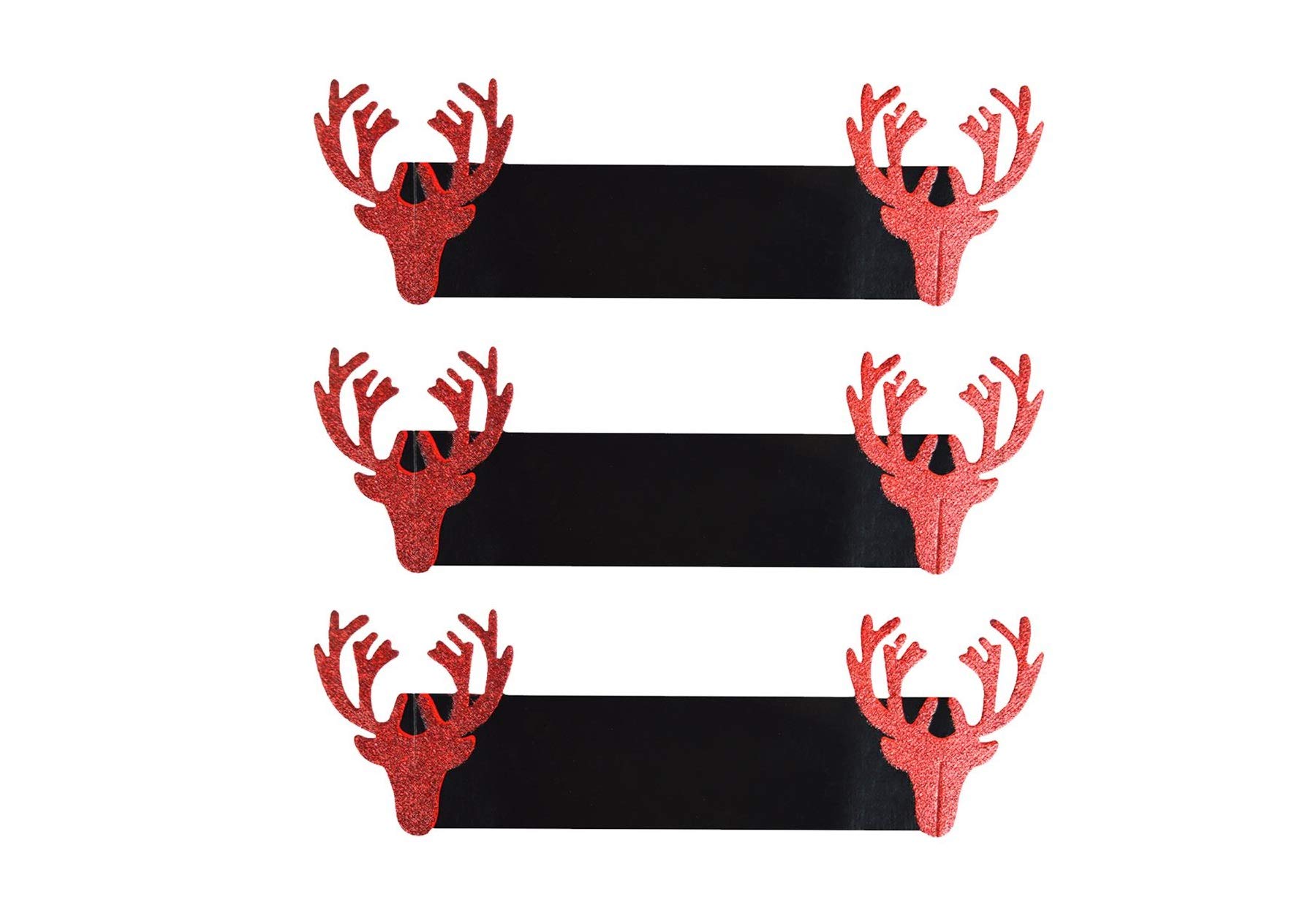 Rsw Reindeer 12 Napkin Rings Paper Christmas Xmas Table Set Festive Red Glitter